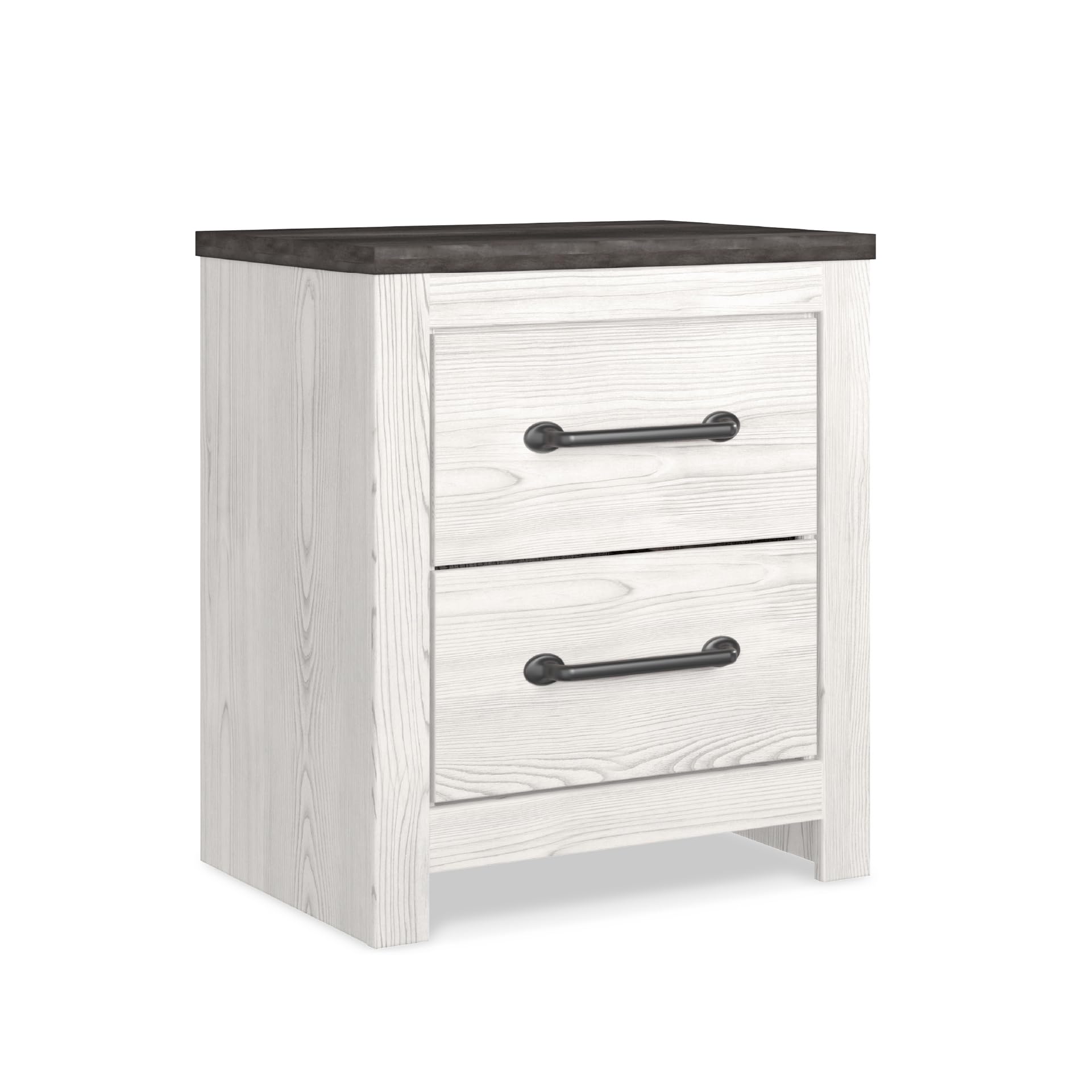 Signature Design by Ashley Gerridan Coastal 2 Drawer, 24.72" Tall Nightstand, White/Gray