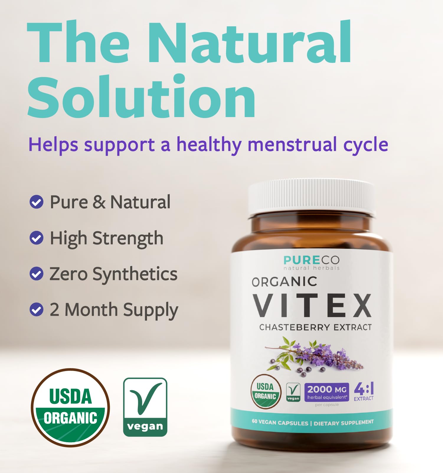 Organic Vitex Chasteberry Supplement for Women (2 Month Supply) — Amazon image 2