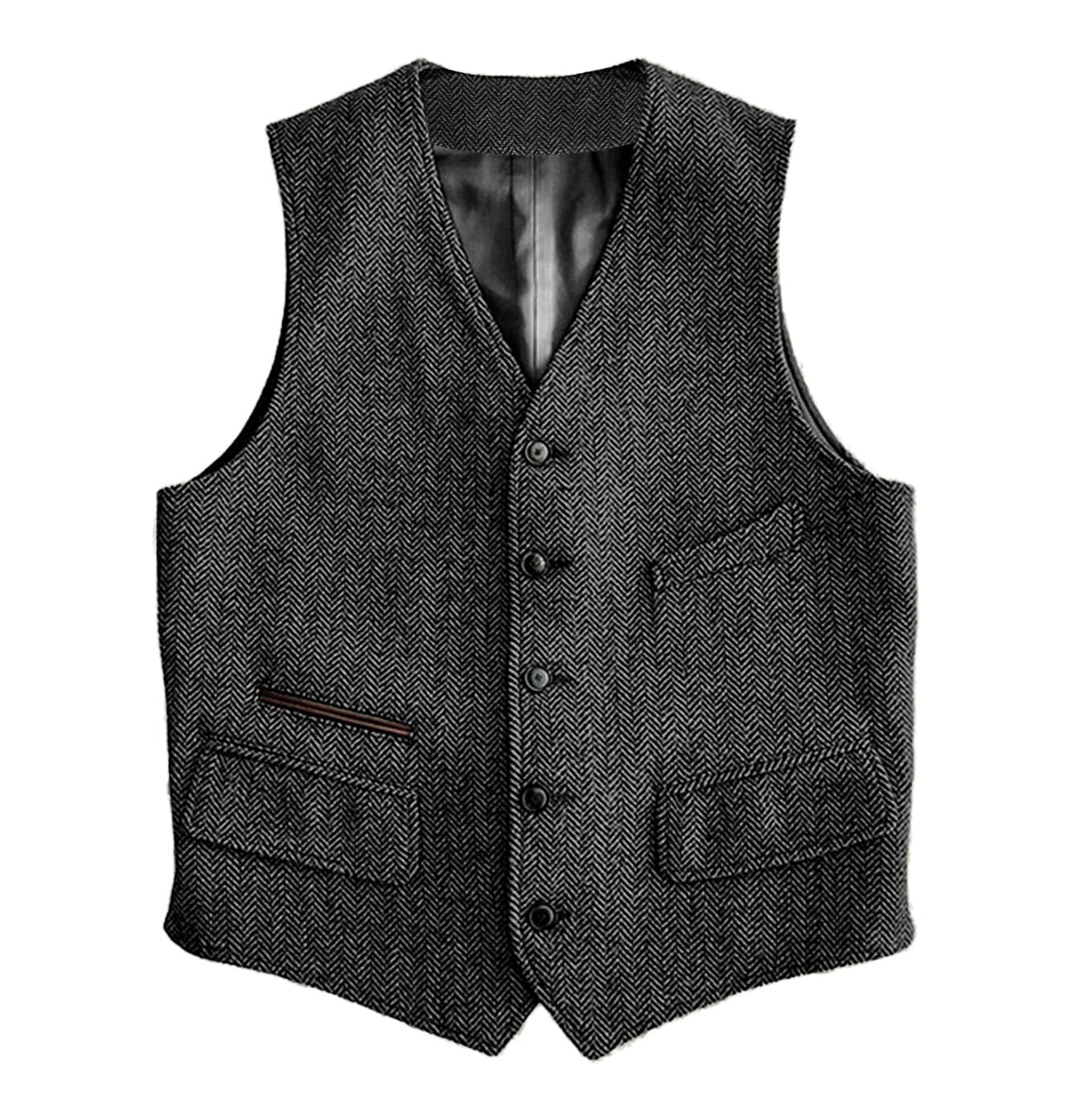 Solovedress Wool Suit Vest Formal Regular Fit Vest Suit Vest for Wedding Groomsmen, gray, XXL