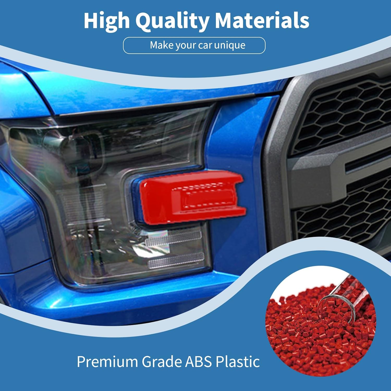 for F150 Raptor Front Bumper Trim Cover Fit for Ford F150 Raptor 2015-2020 Red Exterior Accessories 2pcs
