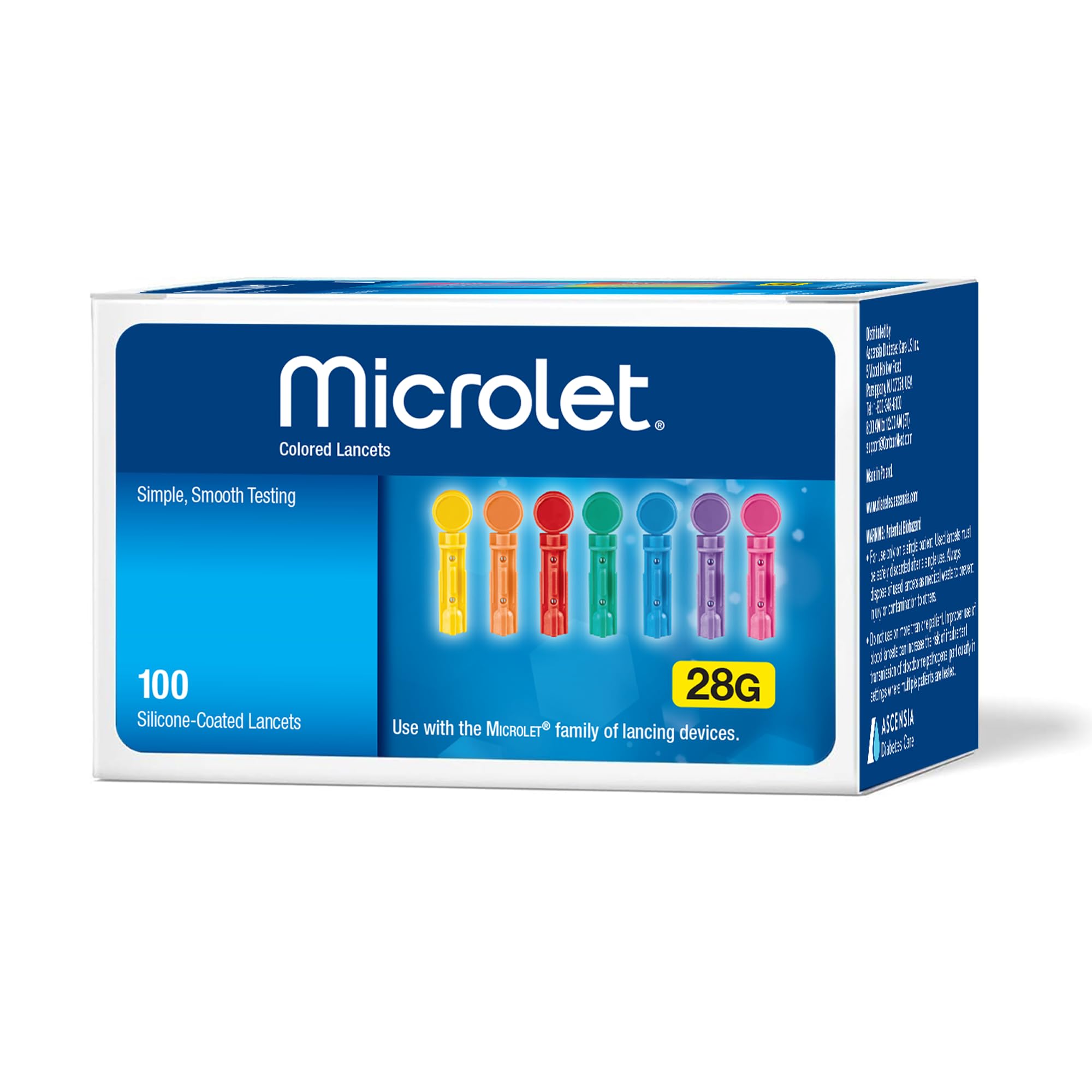 AscensiaMICROLET Lancets for Glucose Blood Testing, Multi-Colored, 100 Count