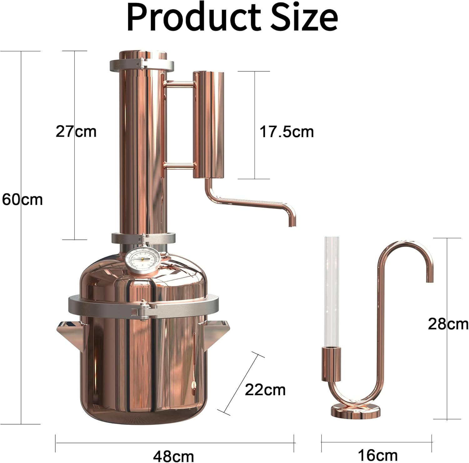 HOOLOO 8L Copper Still-Distillation Equipment for Making Hydrosol Essential Oil, Home Equipment DIY from Herbs, Plants Flowers, can Also Make Gin