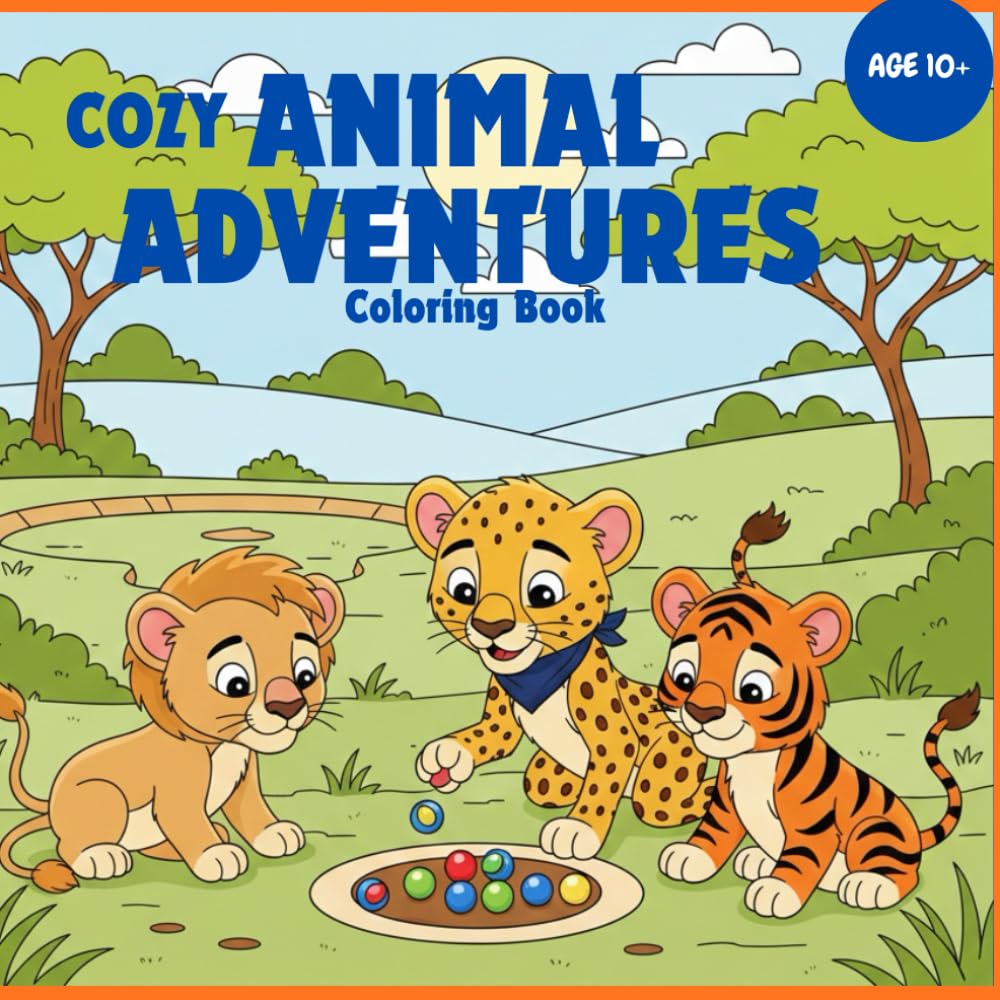 Cozy Animal Adventures Coloring Book for Age 10 +