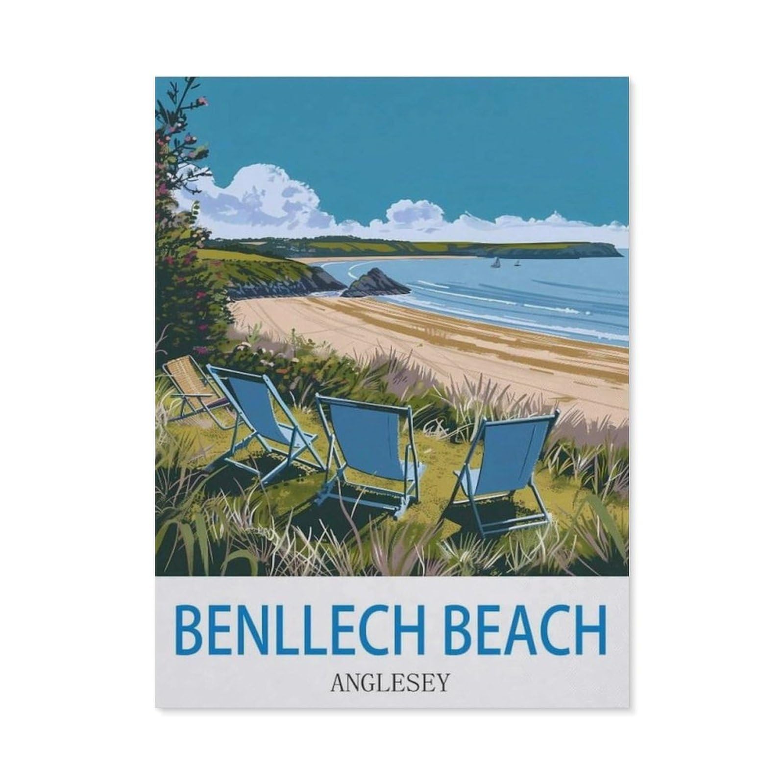 BEAYODKP 5D DIY Diamond Painting kit，Benllech Beach Anglesey（30 x 40 cm）
