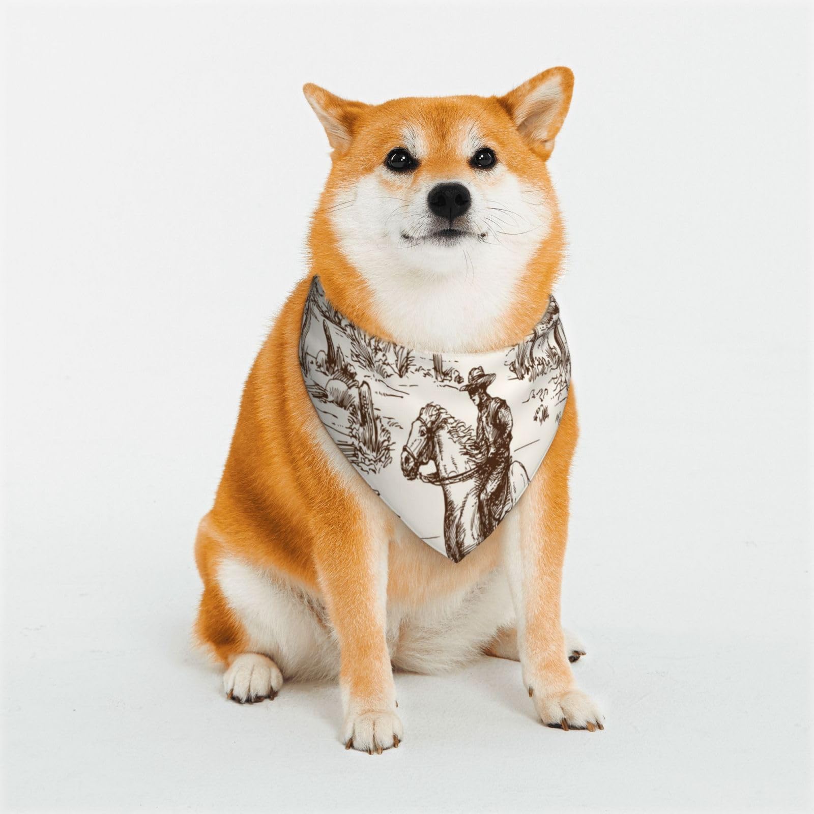 Western Desert Cowboys3 Dog Bandanas,Triangle Reversible Pet Scarf for Boy and Girl,Bandana for Small Medium Large and Extra Large Dogs Large