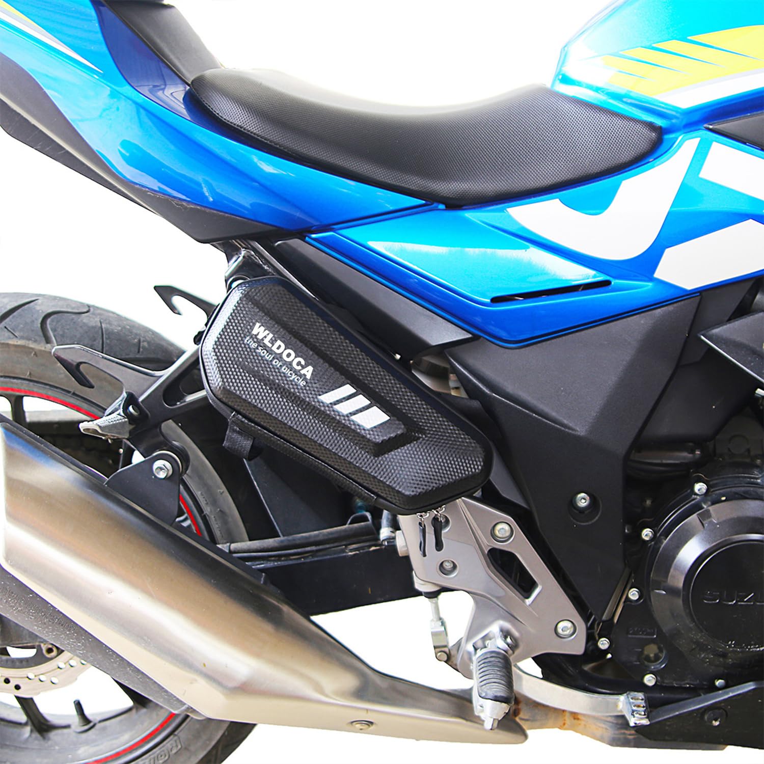 Confezione da 2 Borse Laterali Impermeabili per Moto in Eva - Borse Porta Attrezzi triangolari da 2 Litri per Viaggi e spostamenti in Moto con compatibilità con Portapacchi