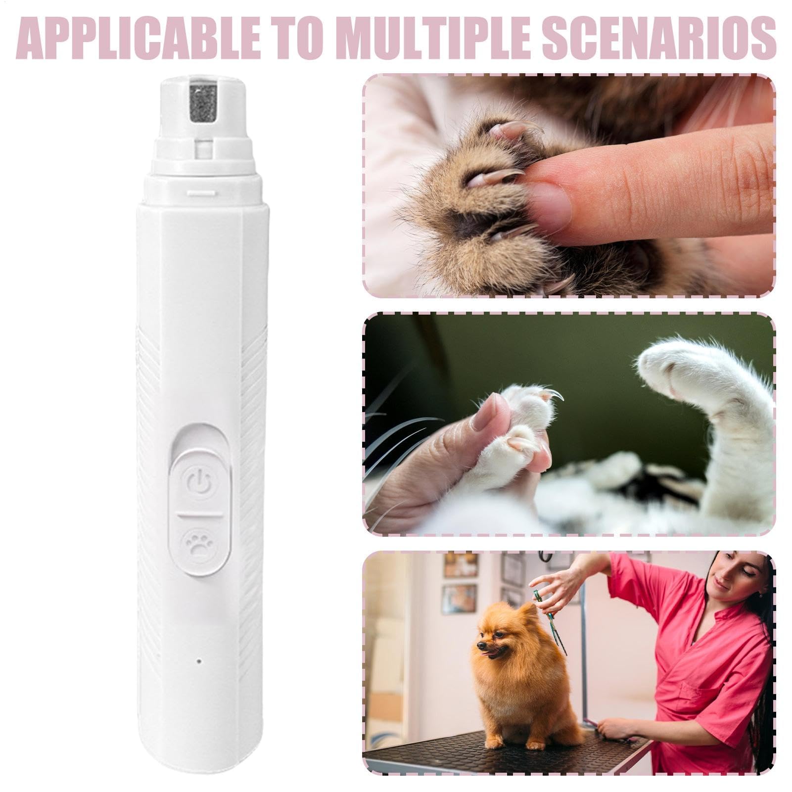 Nagelschere für Haustiere, Haustier-Nagelschleifer, Hundepfotenschneider, kabelloser LED-Elektrohund, leiser Katzennagel, professionelles Pflegewerkzeug for C(White)