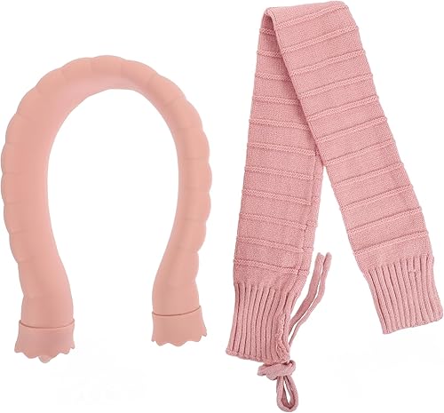 FRCOLOR U Shaped Neck Hot Water Bag with Plush Cover Knitting Sleeve Leak Warm Compress for Neck Care Home Travel Random Color