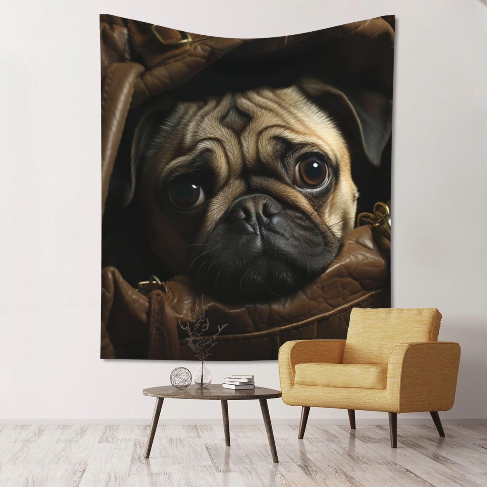 XOPEKVLAWM Tapestry Wall Hanging for Bedroom Aesthetic Wall Mural Tapestries 152x130 cm Art Backdrop Little Pug Tapestries Landscape Poster Tapestry for Living Room Dorm Office Home Decor