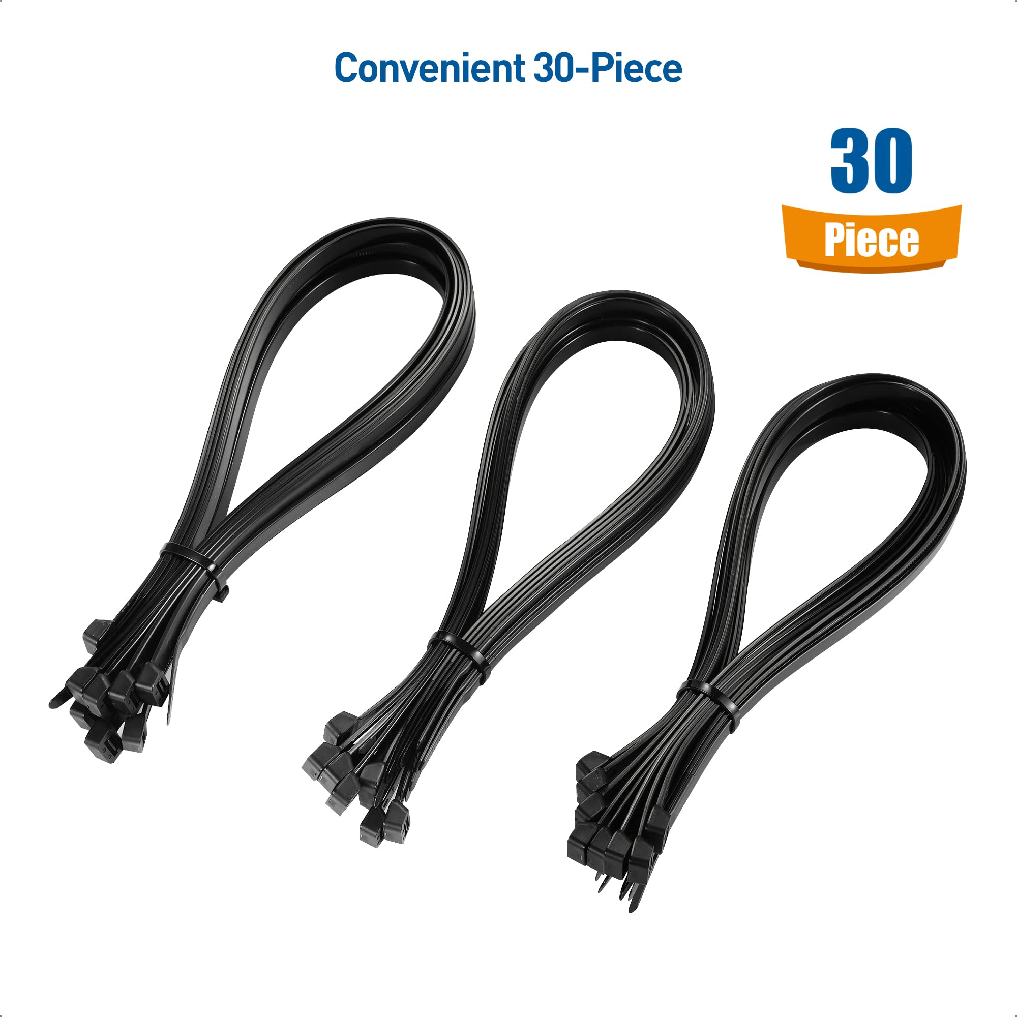 Kabelbinder 30 Stück, 60 Cm Lang – Starke Nylon-Kabelbinder Mit 113,4 Kg Zugfestigkeit, Schwarz