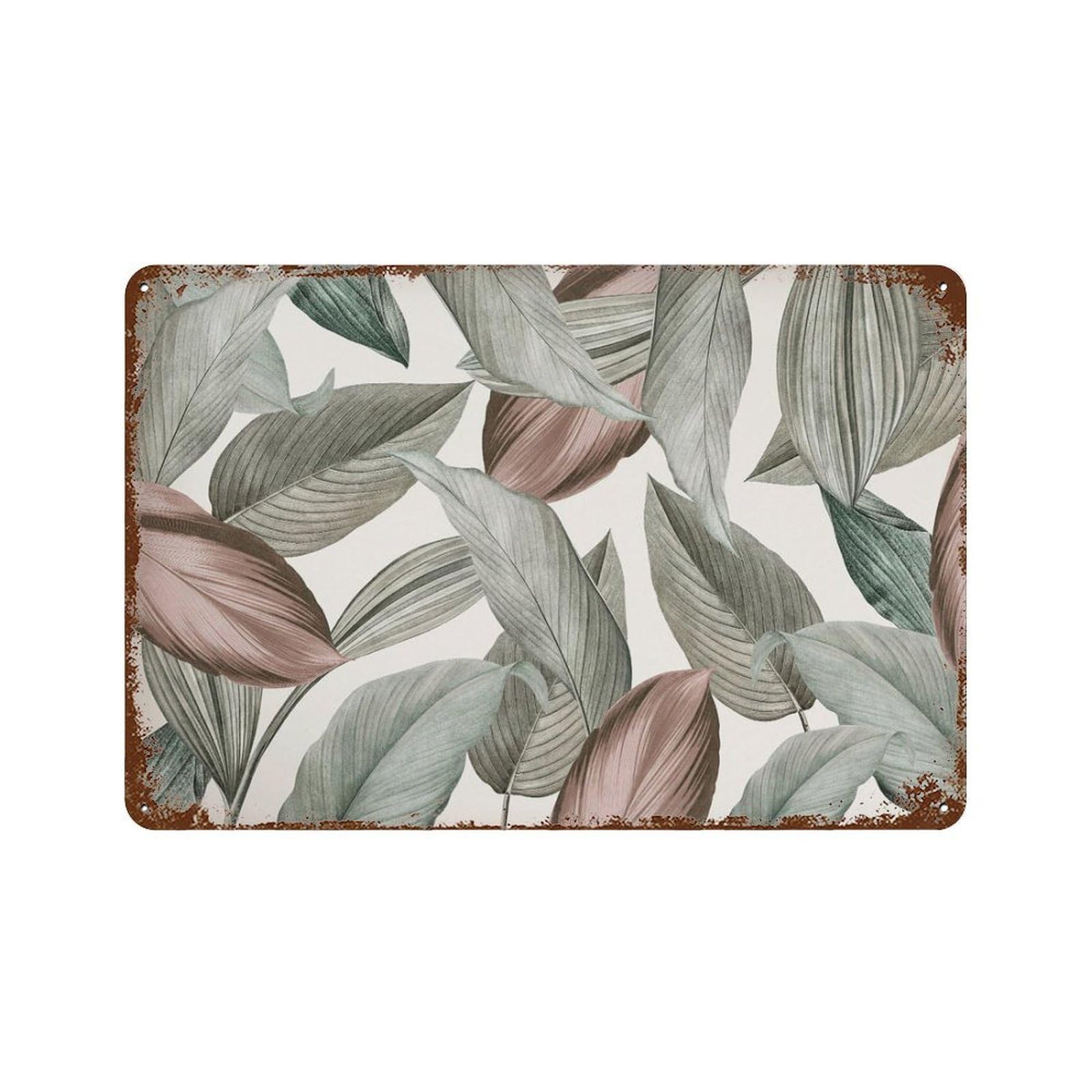 xiaoxiaoshen Botanical Leaf Green Foliage Wall Decor Art Metal Tin Poster Modern Home Decor Art Home Bar Shop Decorations Vintage Sign 20x30cm