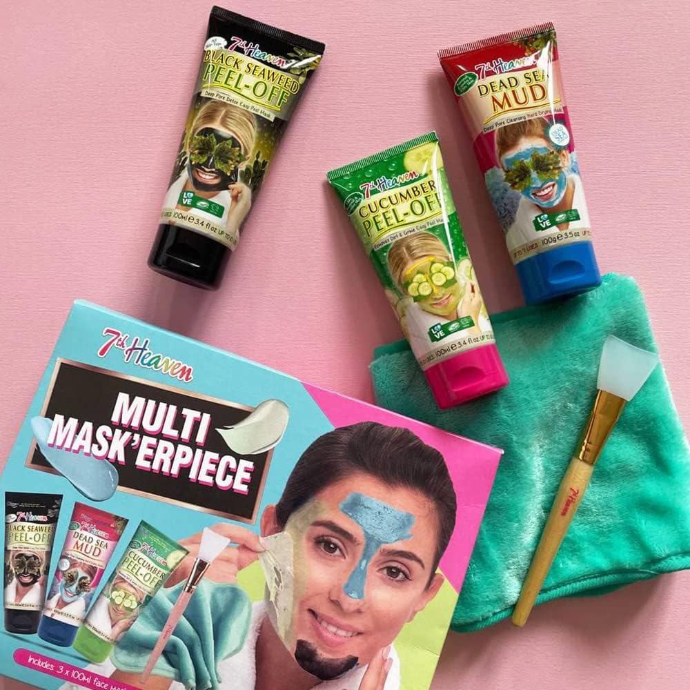 7th Heaven Multi Mask’erpiece Face Mask Gift Set with 3 Face Mask Tubes, Face Cloth and Face