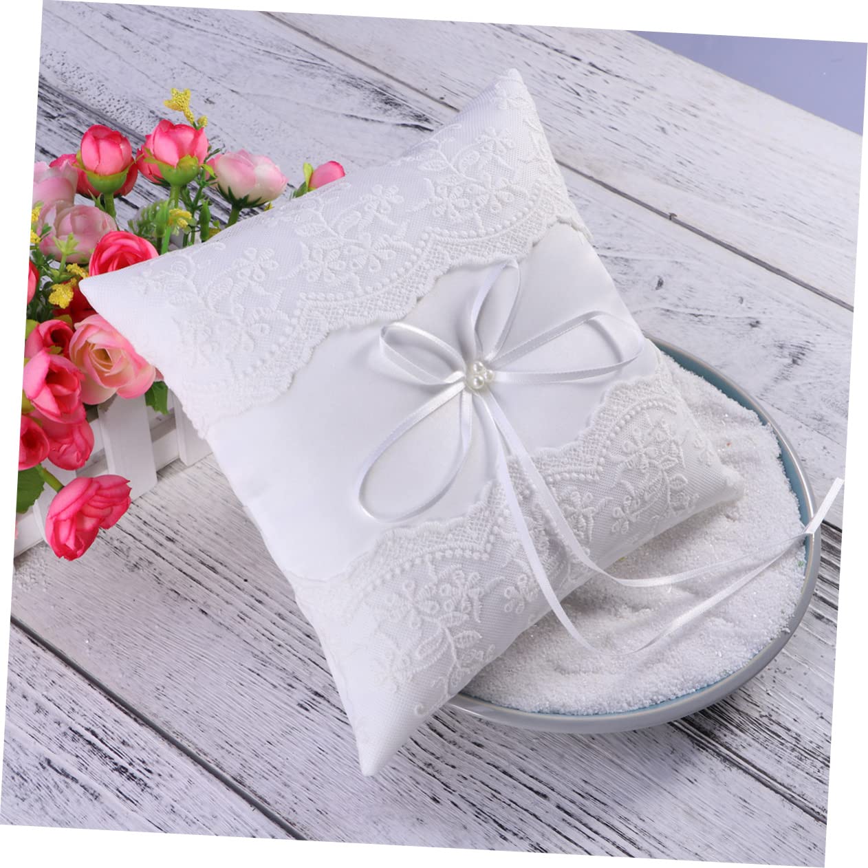ABOOFAN 3St hochzeitsdeko hochzeits Dekoration Ringträgerkissen hochzeits geldgeschenke hochzeitdeko Ringkissen aus Spitze ringkissen Hochzeit westlicher Stil Hochzeitsbedarf Braut Weiß