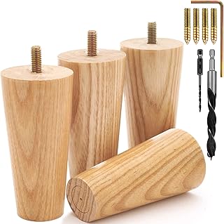 Premium Ash Wood Furniture Legs (Full Install Kit) - Pick Your Size and Color