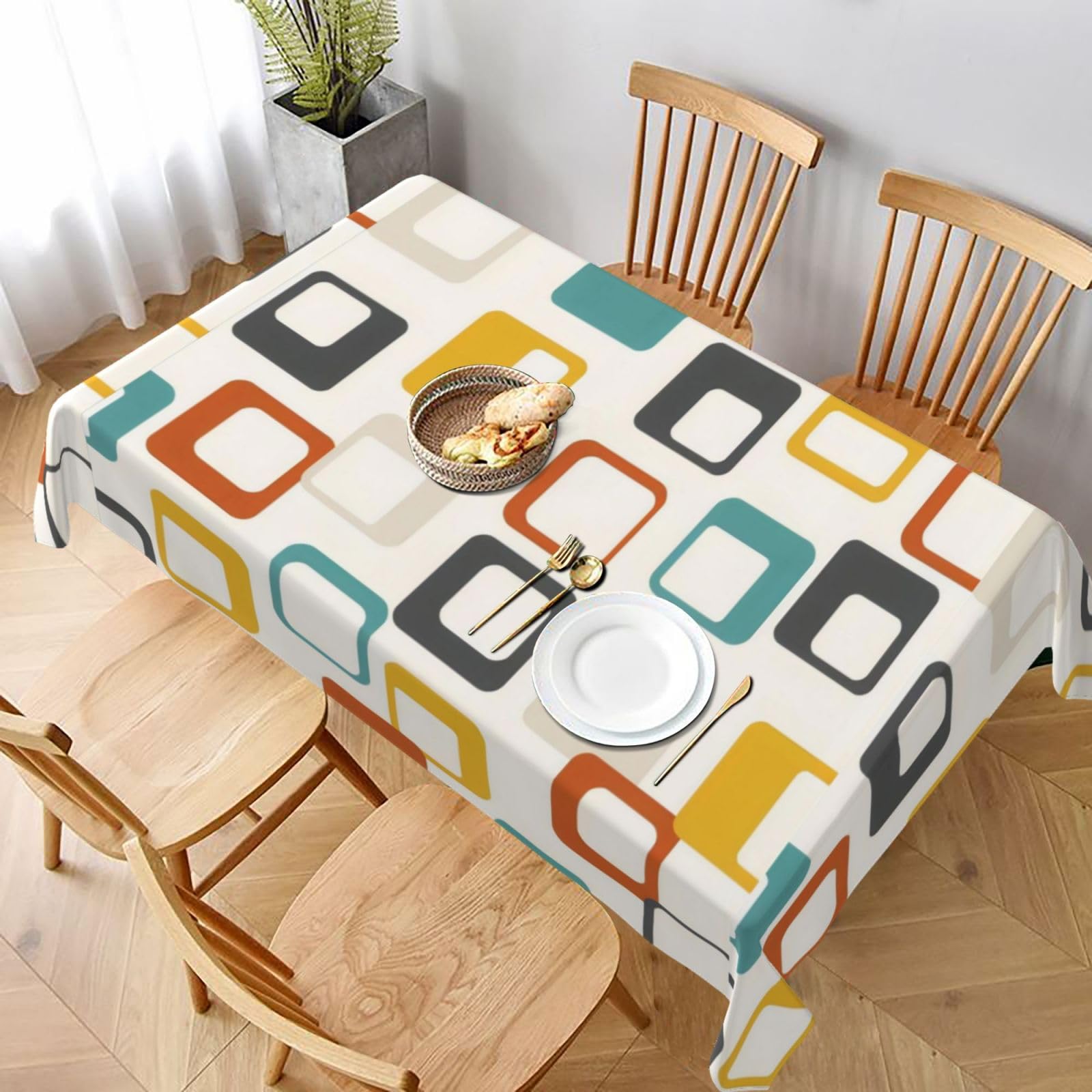 Nappe de table pour salle à manger anti-tache motif Mid Century