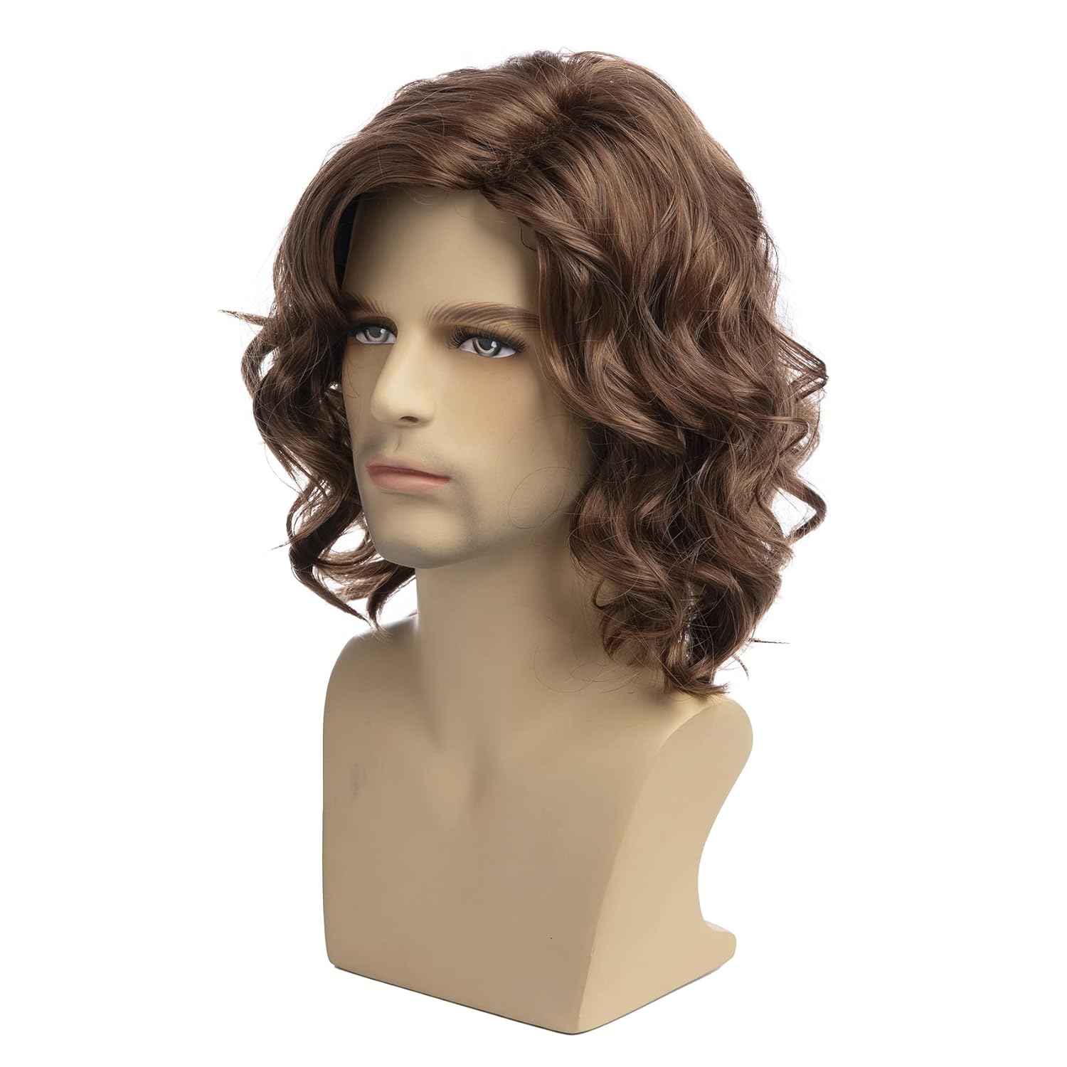 RicHyun Men's Wigs Short Curly Brown Wig Short Curly Wavy