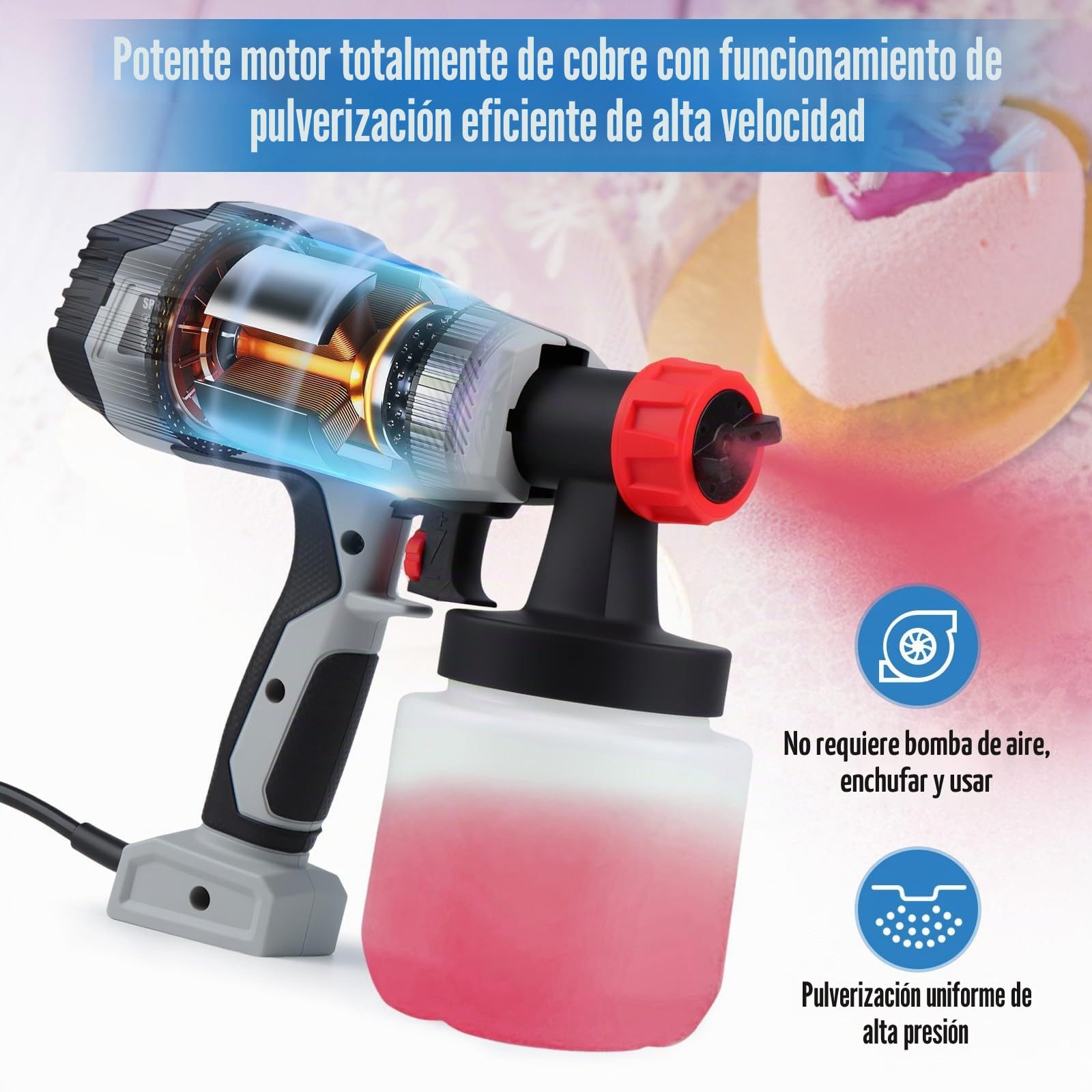 Kit de aerógrafo para decoración de tartas, pistola de pulverización de chocolate de 500 W, juego de decoración para tartas, pulverizador portátil pequeño, 800 ml, kit de aerógrafo de mano para