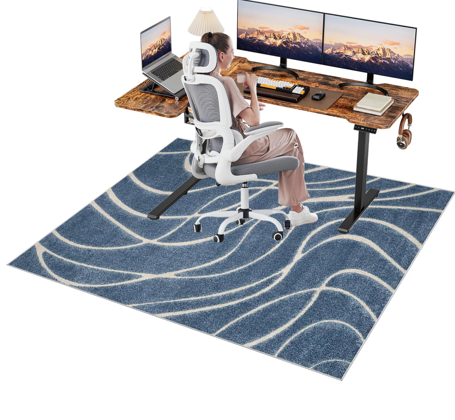 Lzrexnvofxg 0537A Office Chair Mat For Hardwood Floor And Low Pile Carpet, Anti Slip Desk Chair Mat For Carpet Rolling Chair Mat For Hard Floors, Heavy Duty Carpet Floor Protector Rug For Home Office 100 X 140 Cm