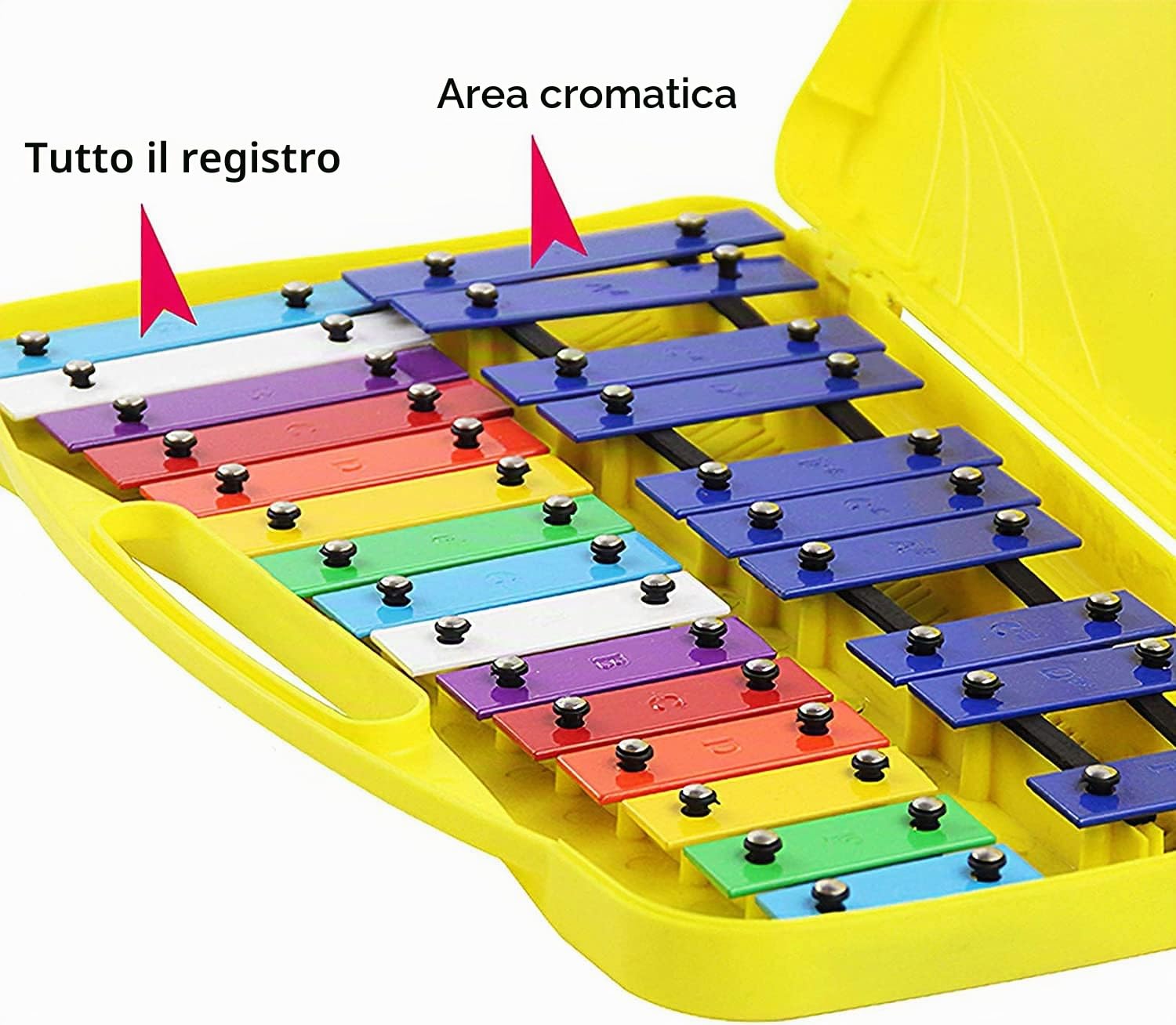 ROCKSTAR - Carrello Xilofono Glockenspiel 25 tasti metallici colori angelo AG-25N3 Glockenspiel Metalofono con astuccio per studenti, strumento musicale, regalo scolastico