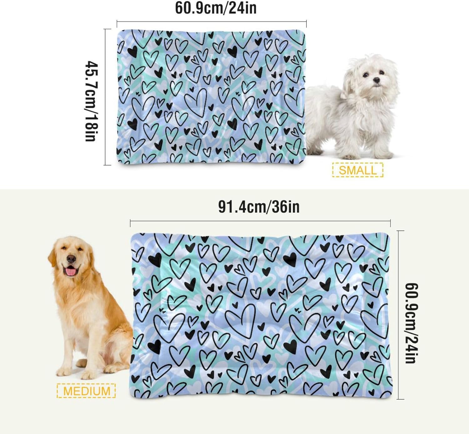 review Valentine's Day Heart Crate Pet Bed, Portable Washable Dog Cat Mat, Soft Comfortable Pet Mattress with Non-Slip Bottom for Dogs Cats Sleeping, 24 x 18 Inch