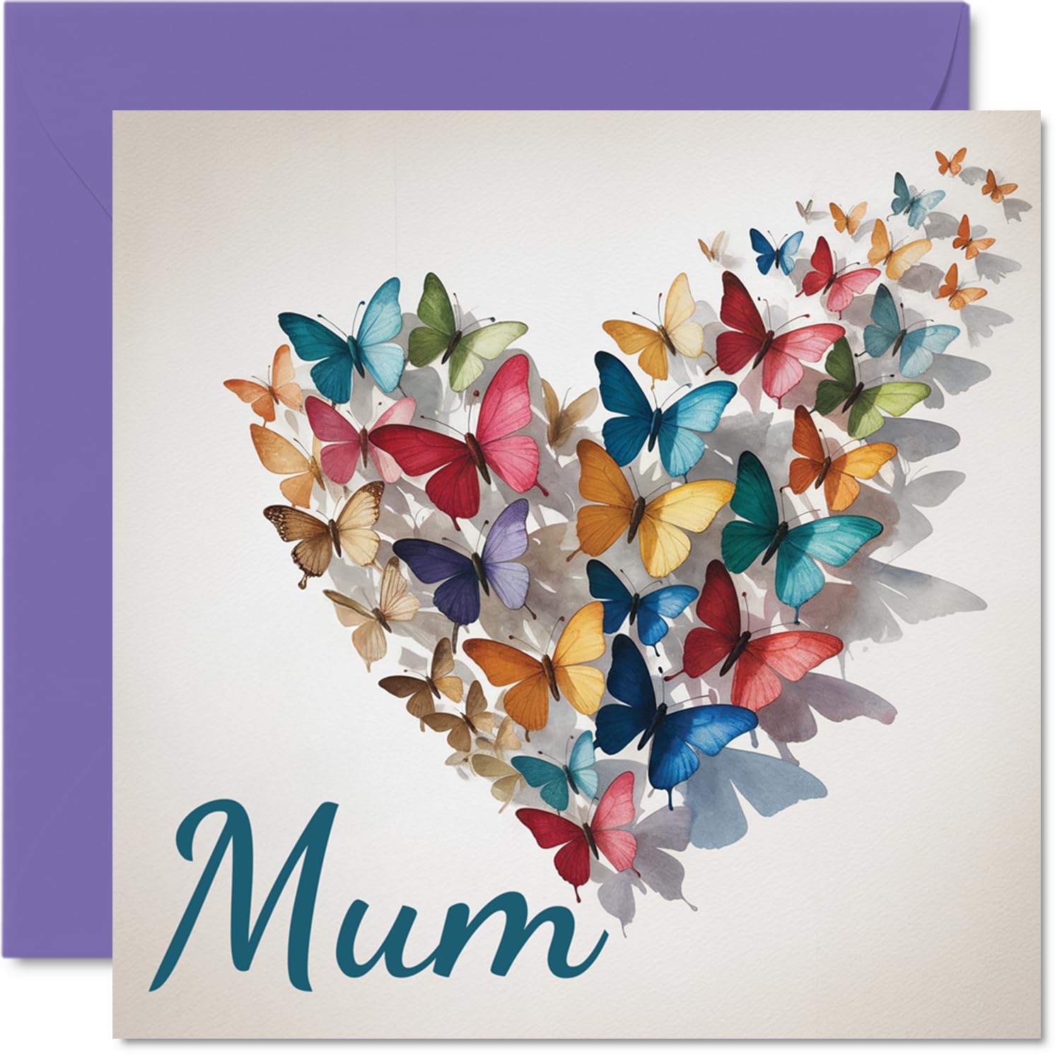 Mum Birthday Card - Elegant Butterfly Heart - Happy Birthday Card for Mum from Son Daughter, 145mm Beautiful Sentimental Bday Greeting Cards