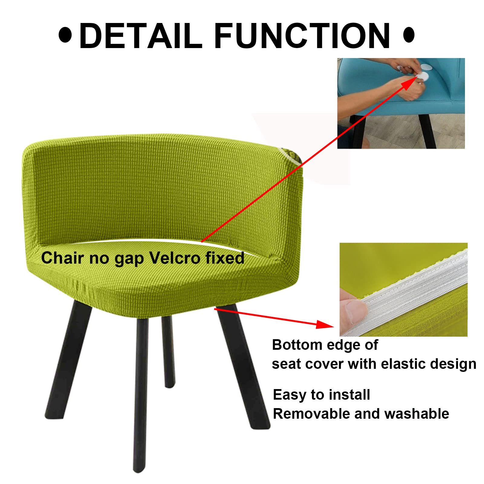 Set di 2 coprisedia elasticizzati curvi per sala da pranzo, coprisedia da ufficio a triangolo nero, per soggiorno, sedia a semicerchio, protezione elastica per sedia da ufficio