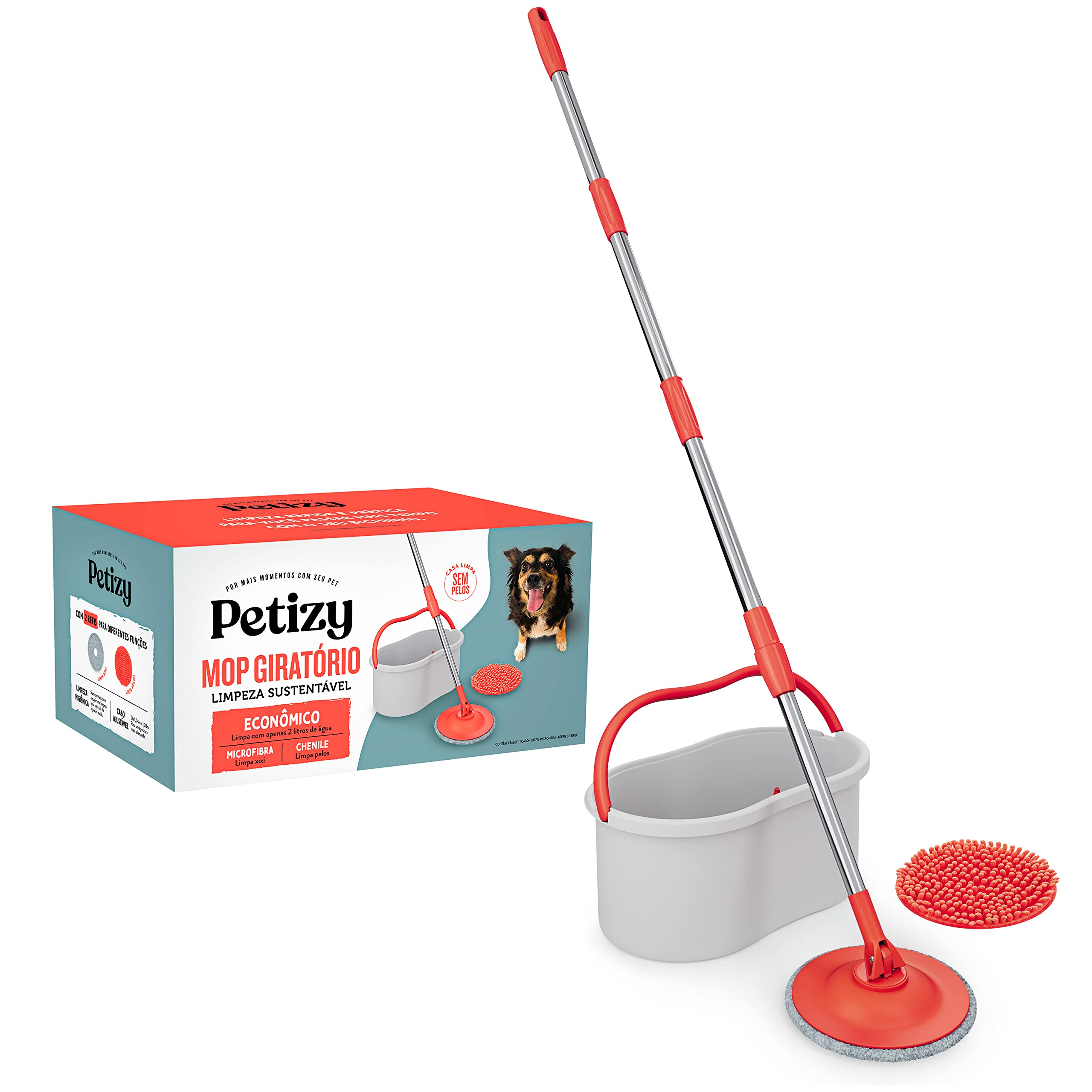 Petizy - Mop Giratorio Limpeza Sustentável, PET162 - PETIZY