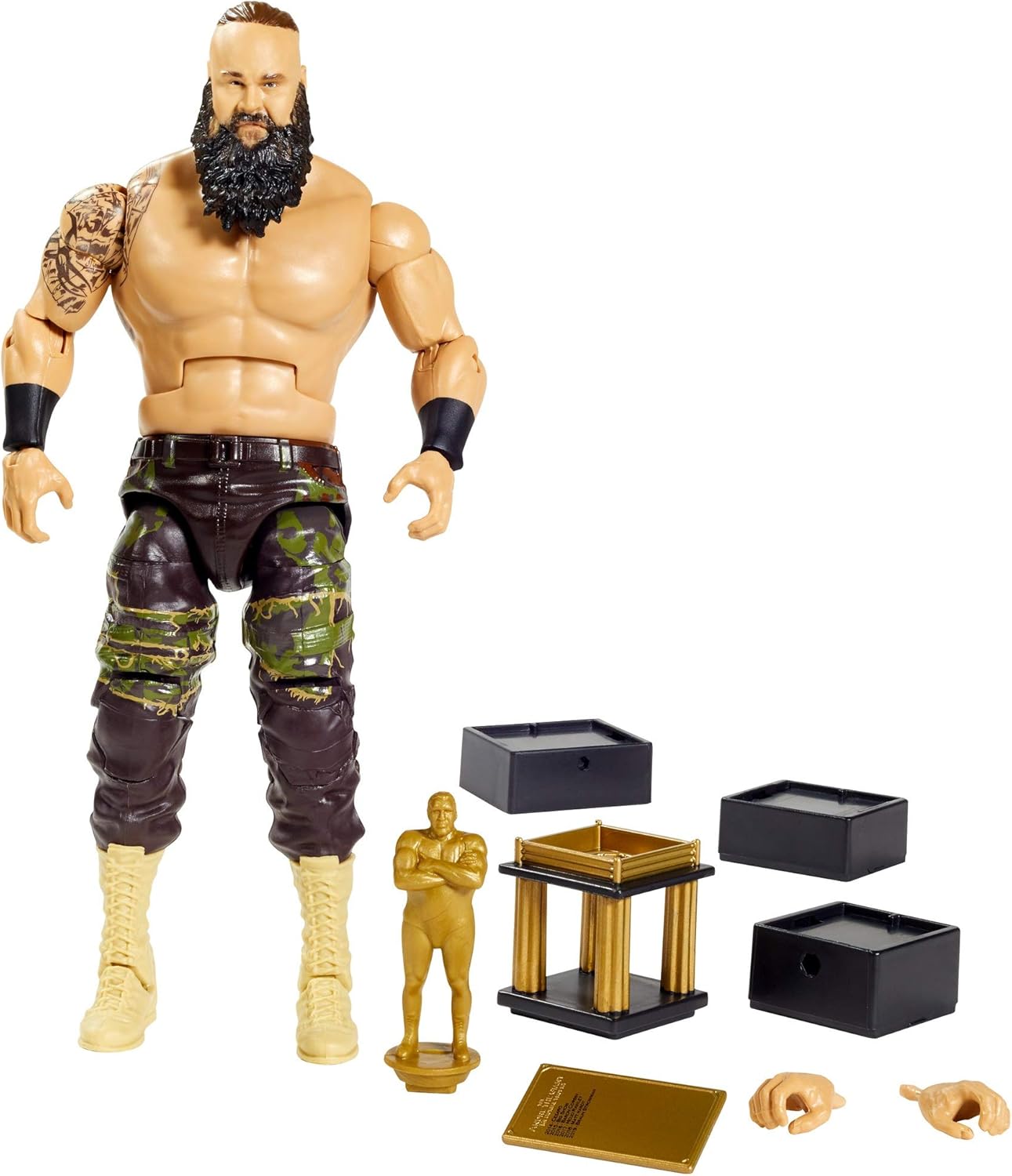 WWE Braun Strowman Elite Series #76 Deluxe Action Figure with Realistic Facial Detailing, Iconic Ring Gear & Accessories