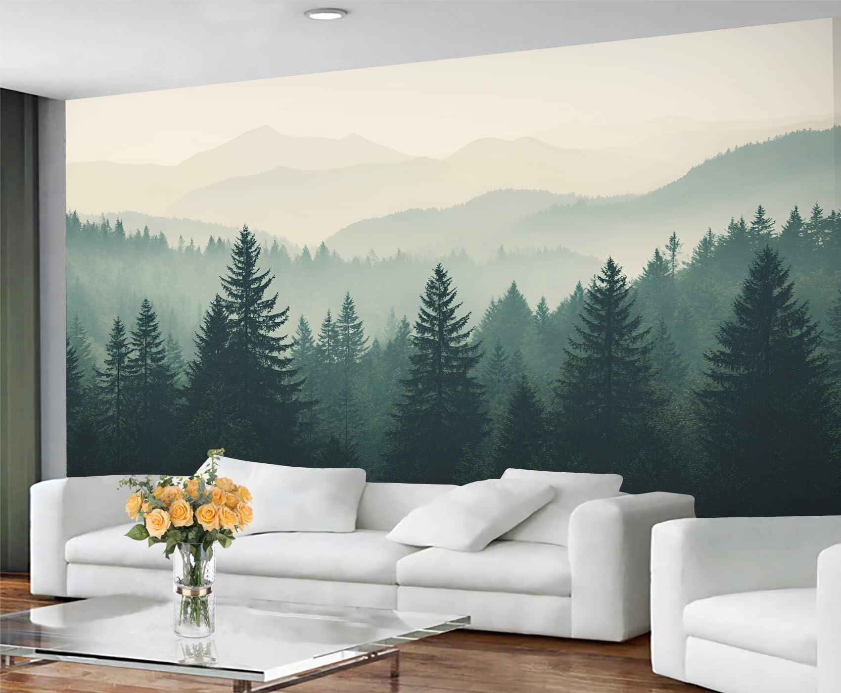 GIVLWF Wallpaper - Misty Forest Home Decor & Mural, Fir Tree Bedroom Wallpaper, Natural Landscape Wall Paper for Living Room, Large Wall Mural (Not Self-Adhesive) โ image 1