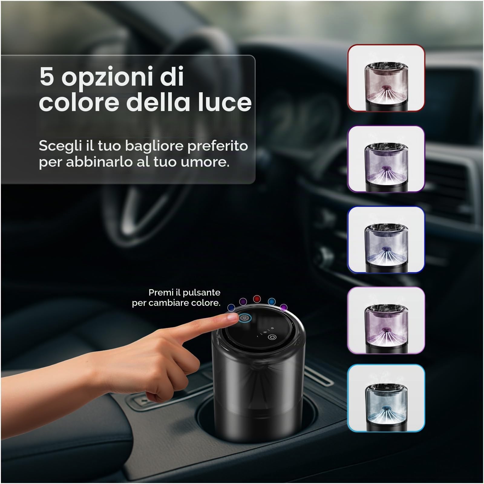 Profumatore Auto Diffusore con Fragranza Blue Ocean di MMOBIEL – Diffusore per Auto con 2 Modalità di Spruzzo, 4 Livelli, Accensione/Spegnimento Automatico e Cavo – USB/Batteria – Senza Fiamma