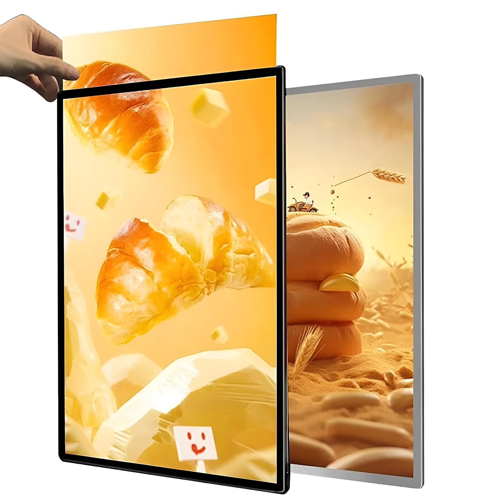1 caja de luz LED ultrafina de vidrio templado, marco publicitario LED para menú, para restaurantes, bares y tiendas black A2