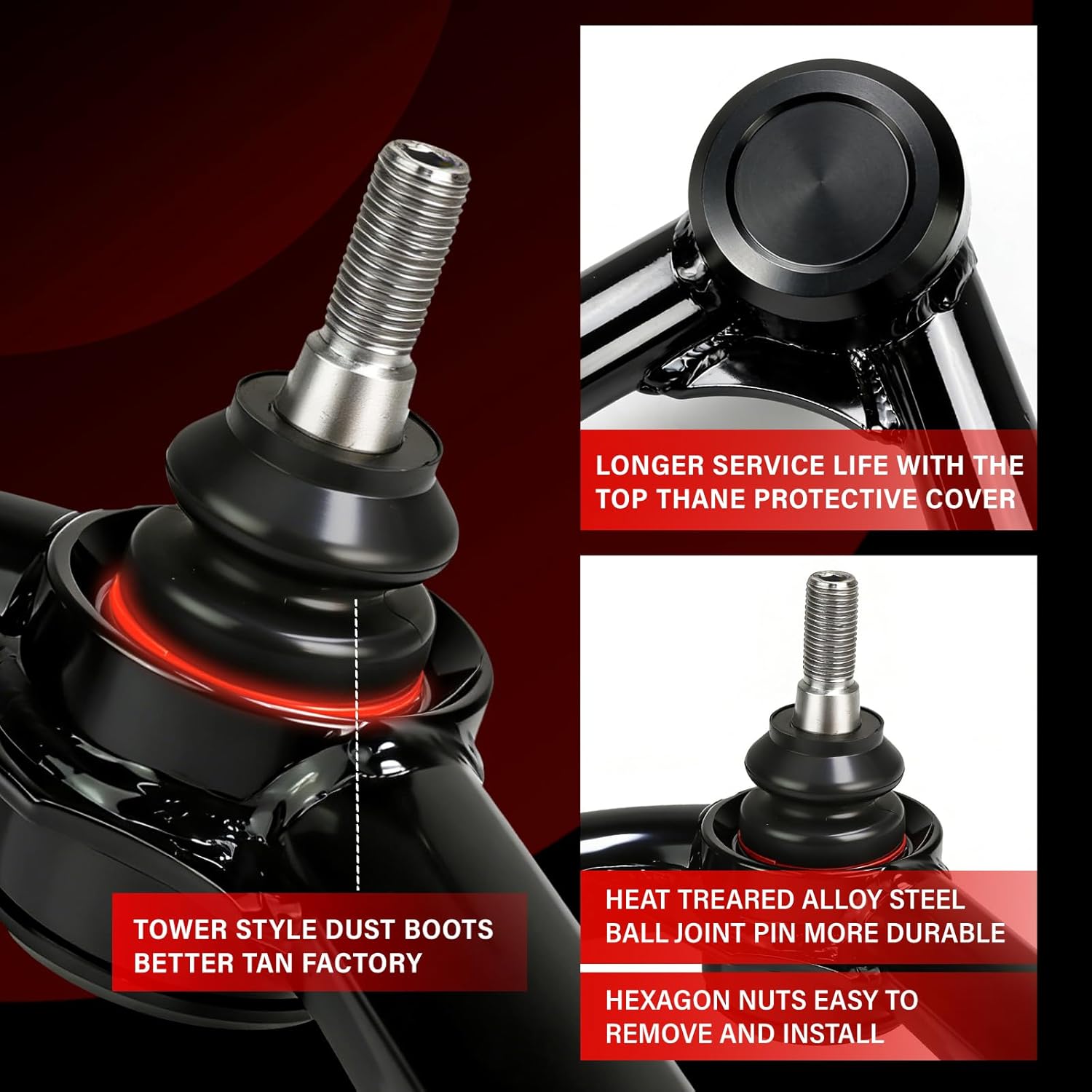 2-4" Lift Front Upper Control Arms for 2004-2020 Ford F150, 2007-2015 Ford Expedition, Lincoln Navigator, 2005-2008 Lincoln Mark LT - Heavy Duty Tubular Design with Greasable Ball Joints