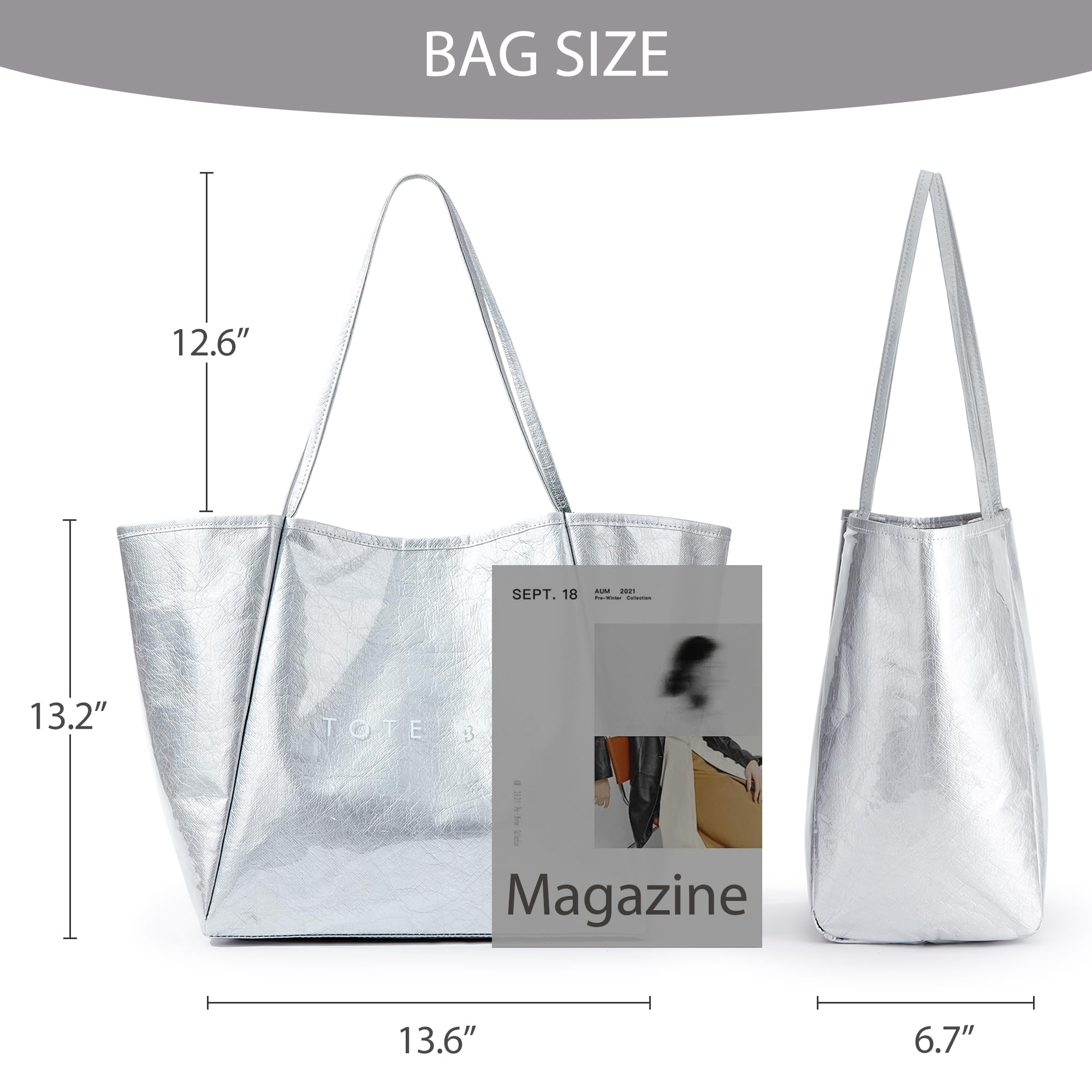 KALIDI Grand sac à main en PVC pour femme, sac de voyage de grande taille