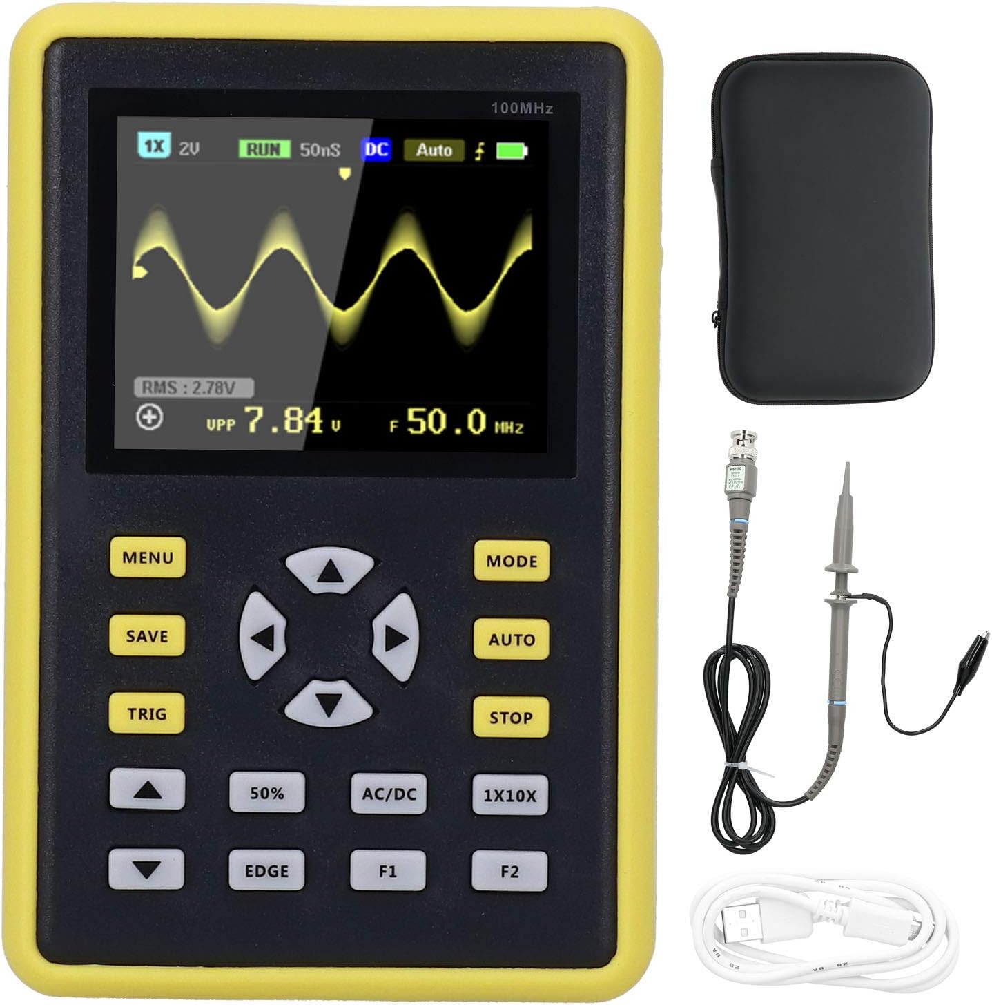 Oscilloscope Multimeter, FNIRSI‑5012H Portable Handheld Digital Oscilloscope Lab Meters with LCD Display DSO 2.4In 100Mhz 500MS/s for Maintenance, Automatic/Single/Normal Trigger Modes