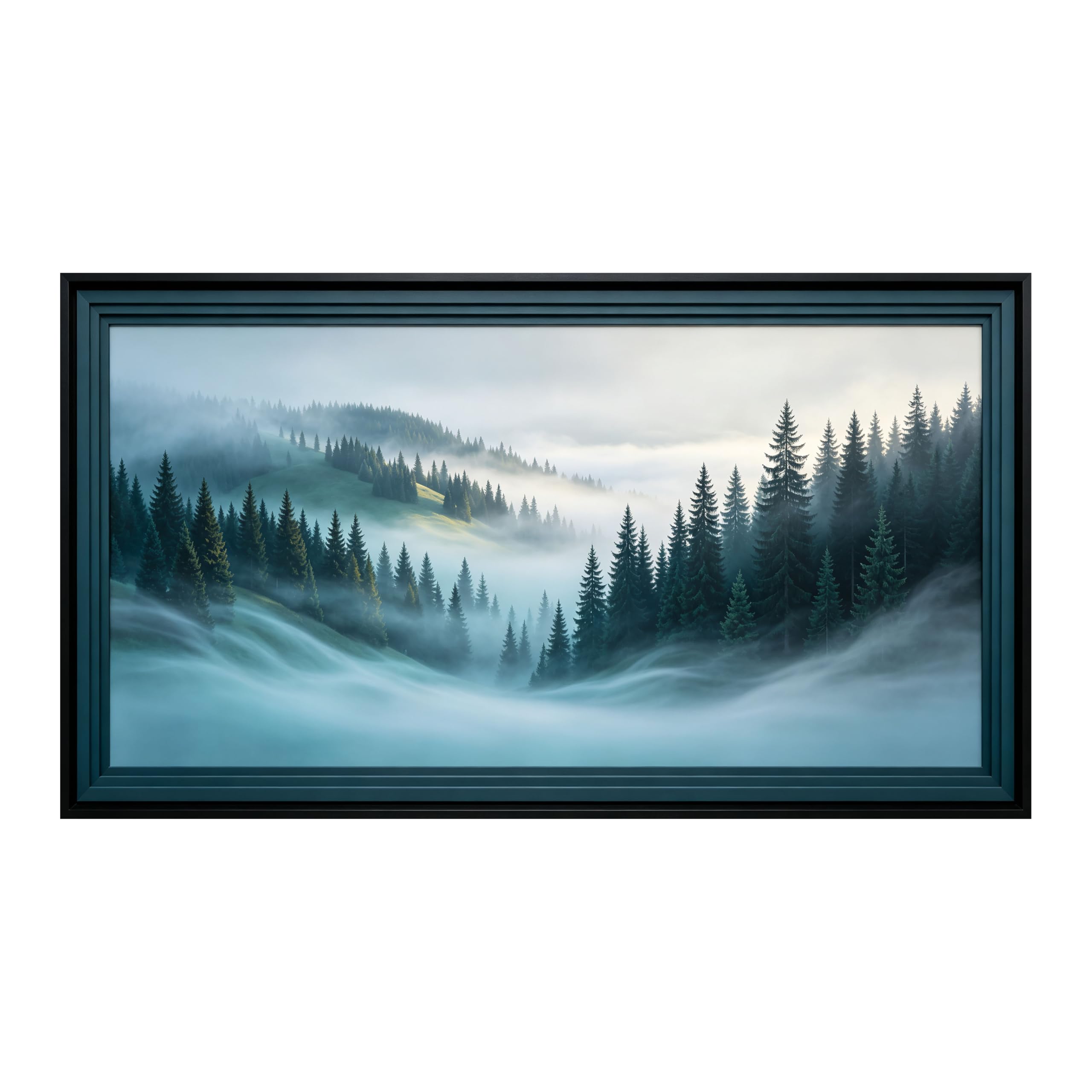 Yzpallescene 3D Framed Wall Art Misty Pine Forest Landscape Nordic Large Size SelfAdhesive Removable Wall Decor Prints Artwork for Living Room Bedroom Office