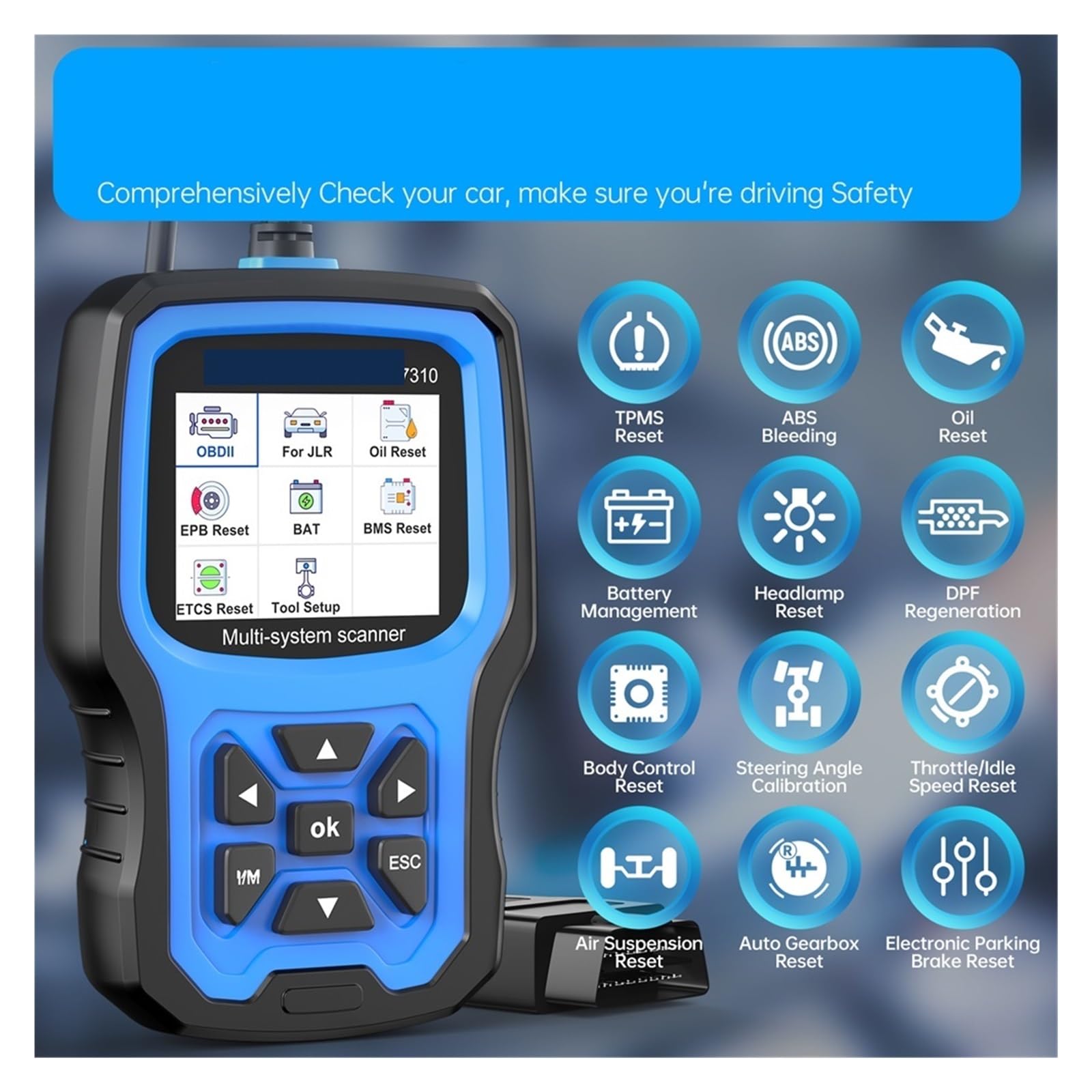 Scanner OBD2 Lecteur De Codes Automobiles For Les Systèmes ABS EPB SRS OIL BAT Reset Outil D'analyse De Diagnostic De Voiture