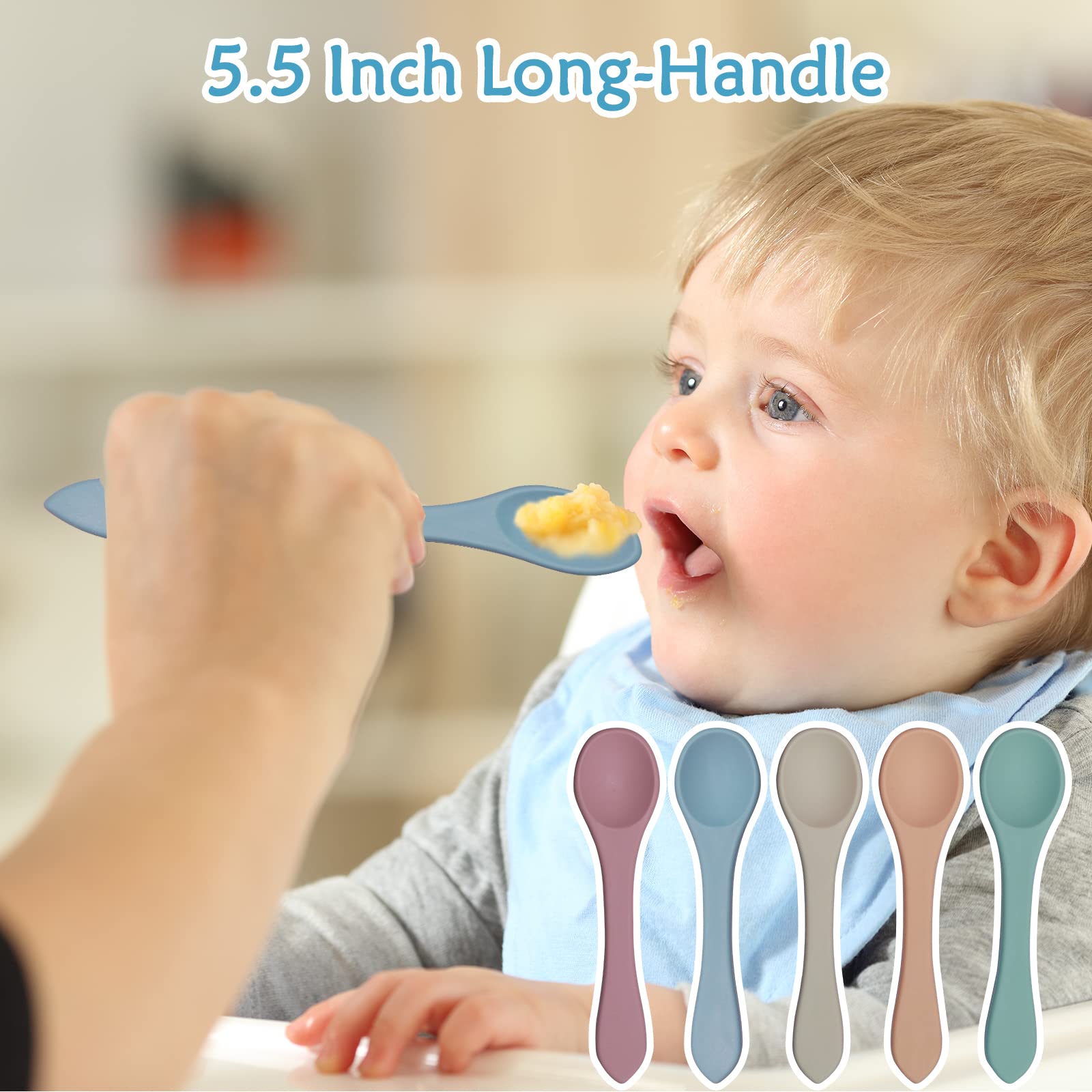 Couvert Bebe Cuillères Bébé Sensorielle CROCOKID - Lot De 2 En Silicone Sans BPA - Apprentissage Autonome - Rouge Et Saumon Pot Bebe Repas