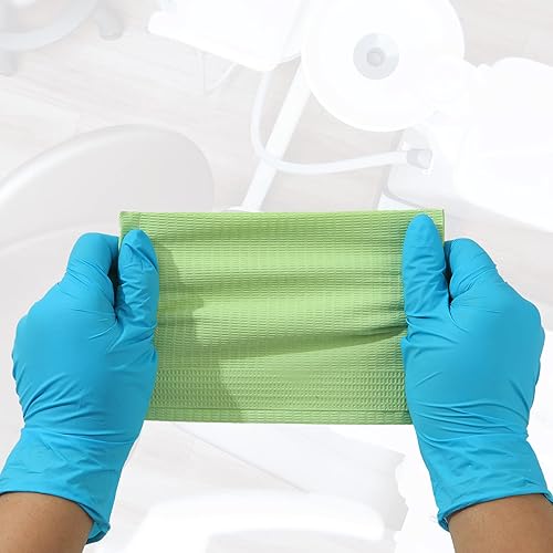 Miniatura 94 de JMU Baberos Dentales 1000, Tejido de 2 Capas Película de 1 Capa, Baberos Dentales Desechables a Granel, Baberos para Tatuajes de 13" x 18" Azules