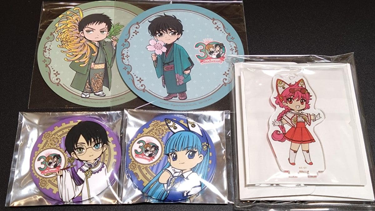 Amazon.co.jp: CLAMP 画業 30周年 アニカフェ コースター 缶バッジ 