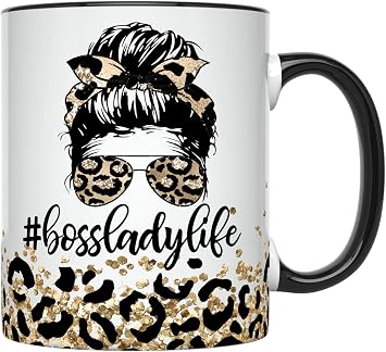 YouNique Designs Best Boss Lady Mug for Women, 11 Ounces, Lady Boss, Boss Babe, Mug for Female Boss, Girl Boss Coffee Mug, Entrepreneur Cup for Women, Boss Coffee Cups for Women Black Handle