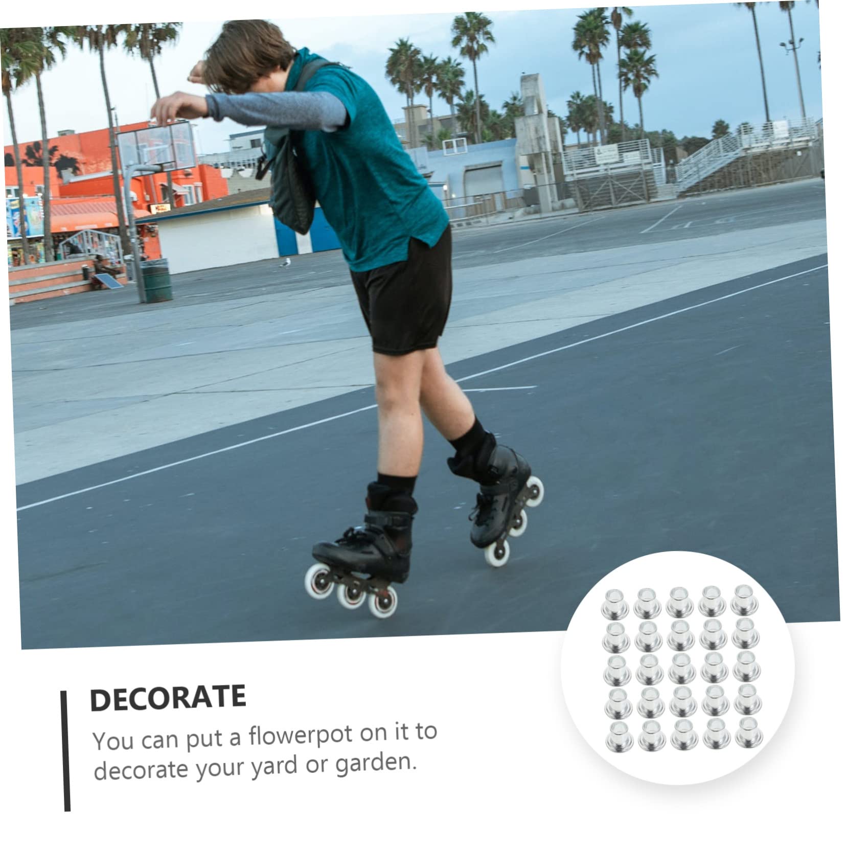 GALPADA 3sets Stainless Steel Skate Axle Spacer Multipurpose Slide Blocks for Roller Skates Skateboards Accessories 50pcs*3