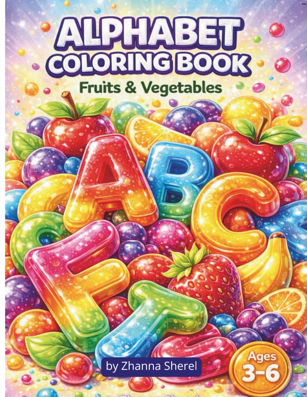 Alphabet Coloring Book: Fruits & Vegetables for Kids Ages 3–6