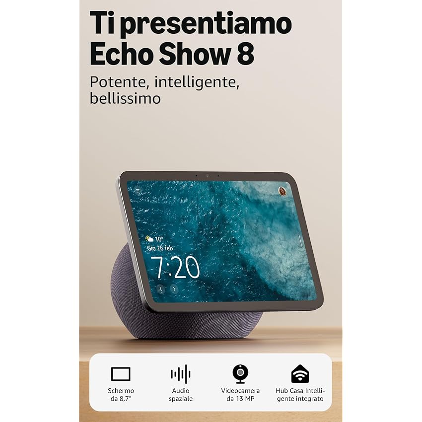 Amazon Echo Show 8 (ultimo modello) - Schermo HD da 8,7