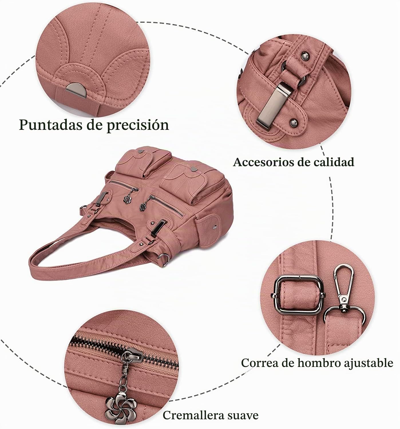 FANDARE - Bolsos de hombro para mujer, bolso bandolera, impermeable, piel sintética, para compras, fiesta, escuela, viajes, Crossbody Hobo Bag, Negro, large, Elegante