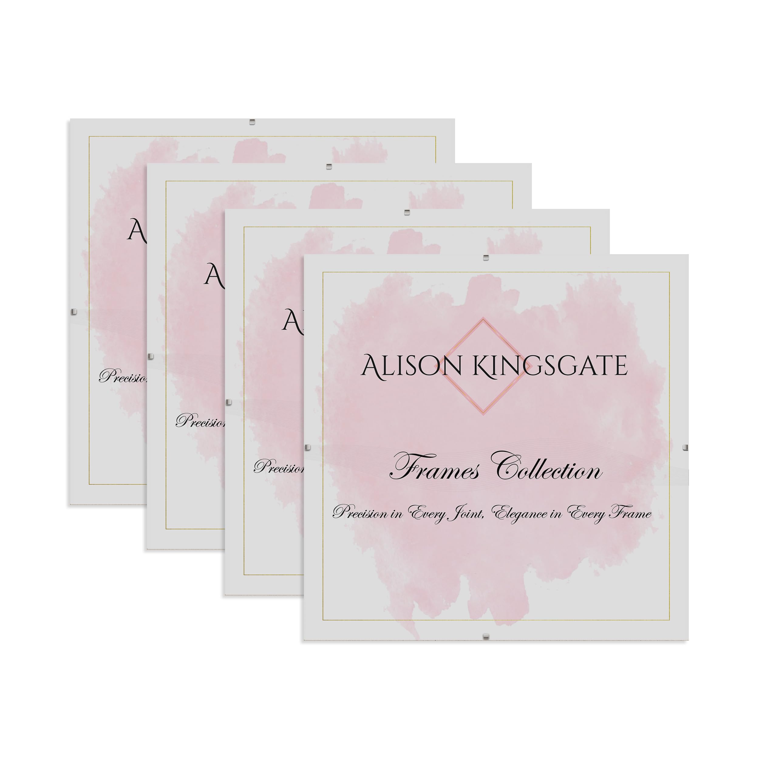 Alison Kingsgate 6X6 Clip Frame (Pack of 4)- Frameless Picture Frame with Shatter-Resistant Perspex & Sturdy MDF Back- Borderless Clip Photo Frame for Posters, Certificates, Art & Wall Decor