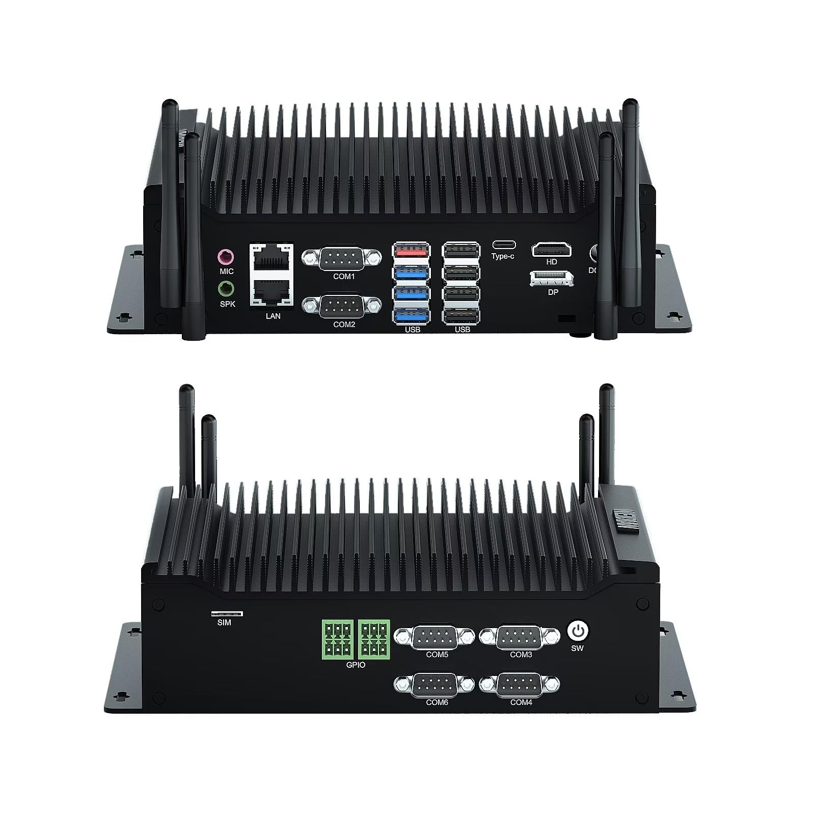 WEIDIAN PC Industriales, Industrial Fanless PC i5 10210U, Mini Computer with 6RS232 COM, Type-C, HD, DP Triple Display, 8USB, 2GPIO, WiFi, BT4.2, Win 11, VESA Mount (16GB DDR4 RAM 512GB SSD)