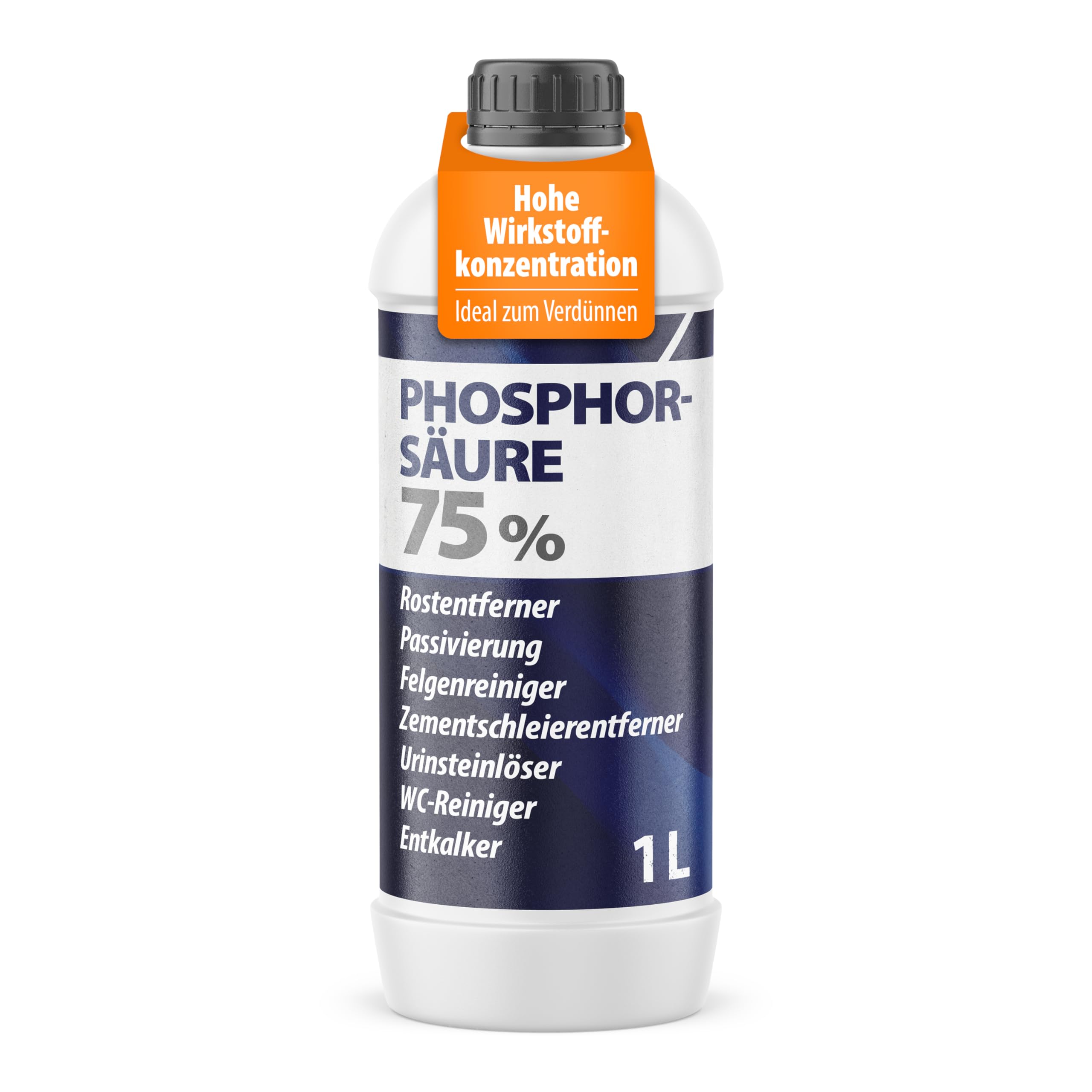 Phosphorsäure 75%, 1 L | Rostumwandler, Rostentferner, Rostlöser für Metall, Konzentrat zum Anmischen