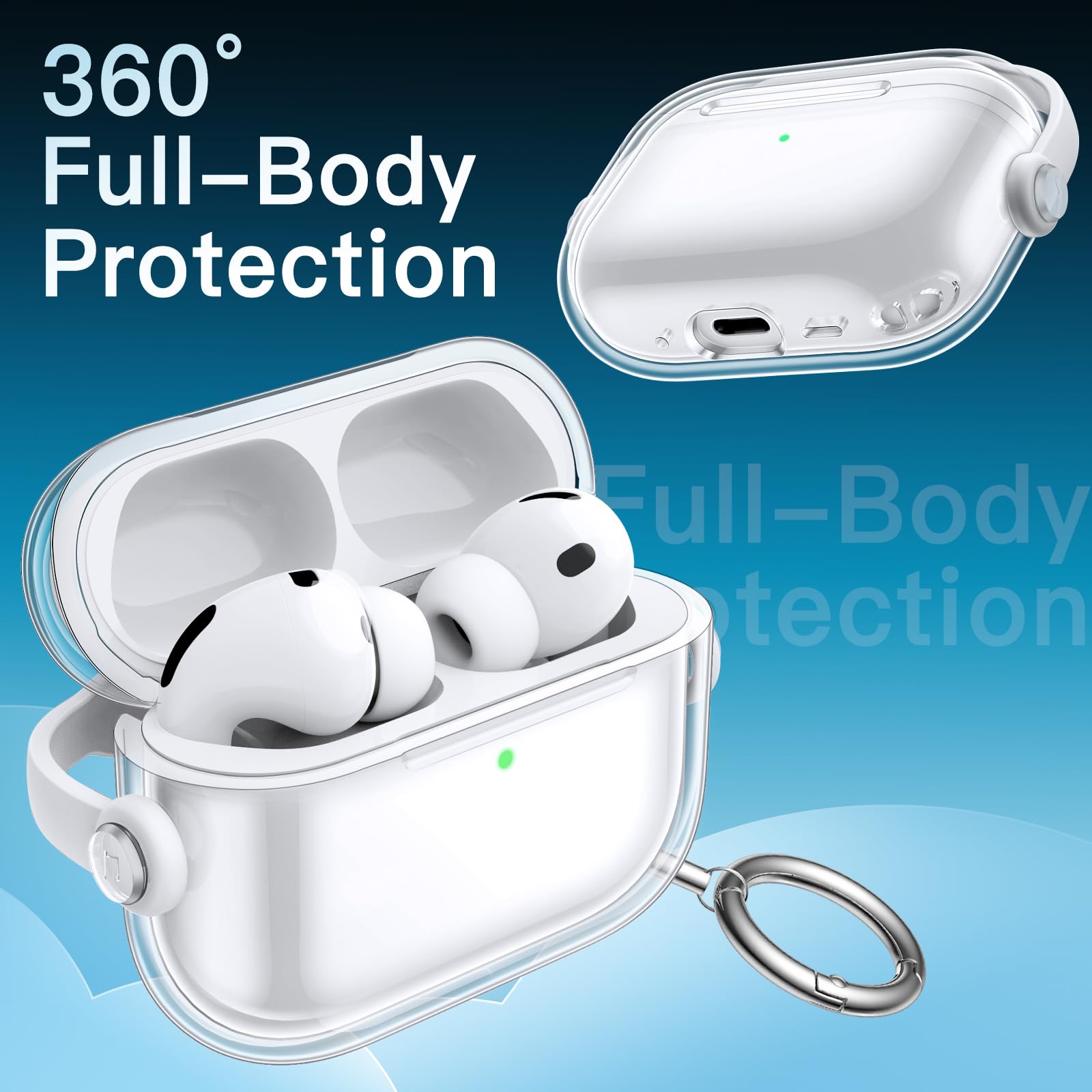 JETech Przezroczyste Etui z Bezpiecznym Zamknięciem dla AirPods Pro 3 (2025) z Brelokiem, Wysoce Przezroczysty Miękki TPU, Odporny na Wstrząsy Ochronny (Przezroczysty)