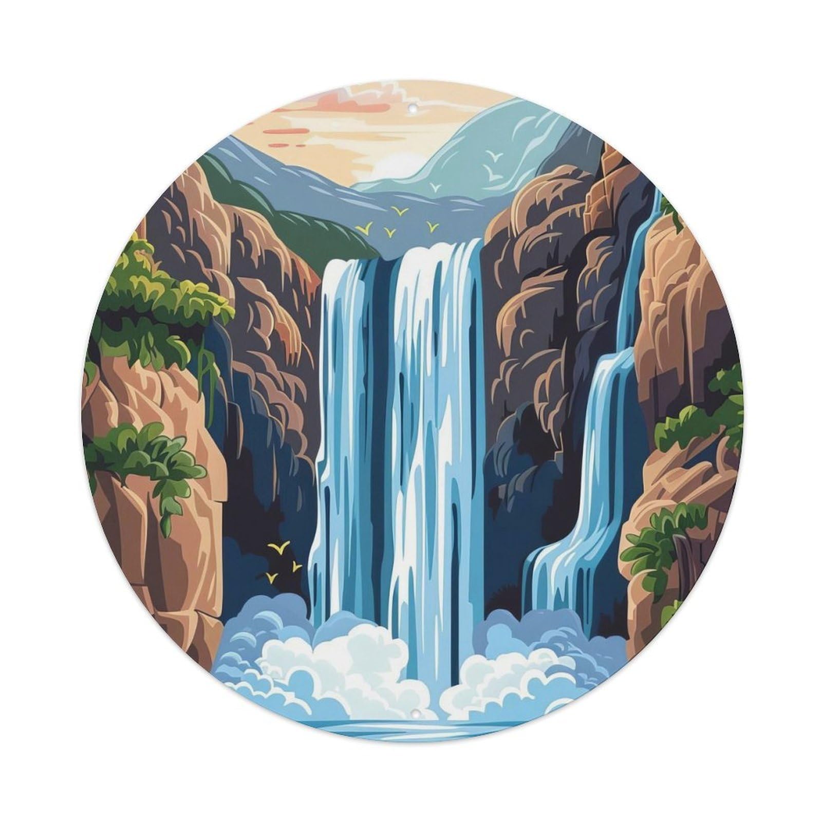 Waterfall Flow And Rocks Metal Tin Sign
