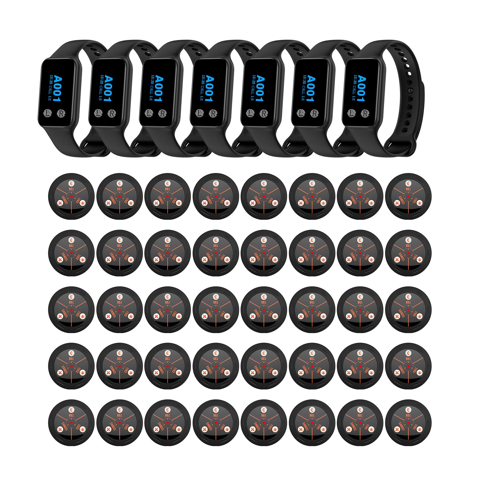 Restaurant Pager System,Kellner Pager System,Warteschlange Anrufsystem IP67,Drahtloses Rufsystem,Für Restaurant, Kellner (7 Empfänger+ 40 Ruftaste) 200VT+S3